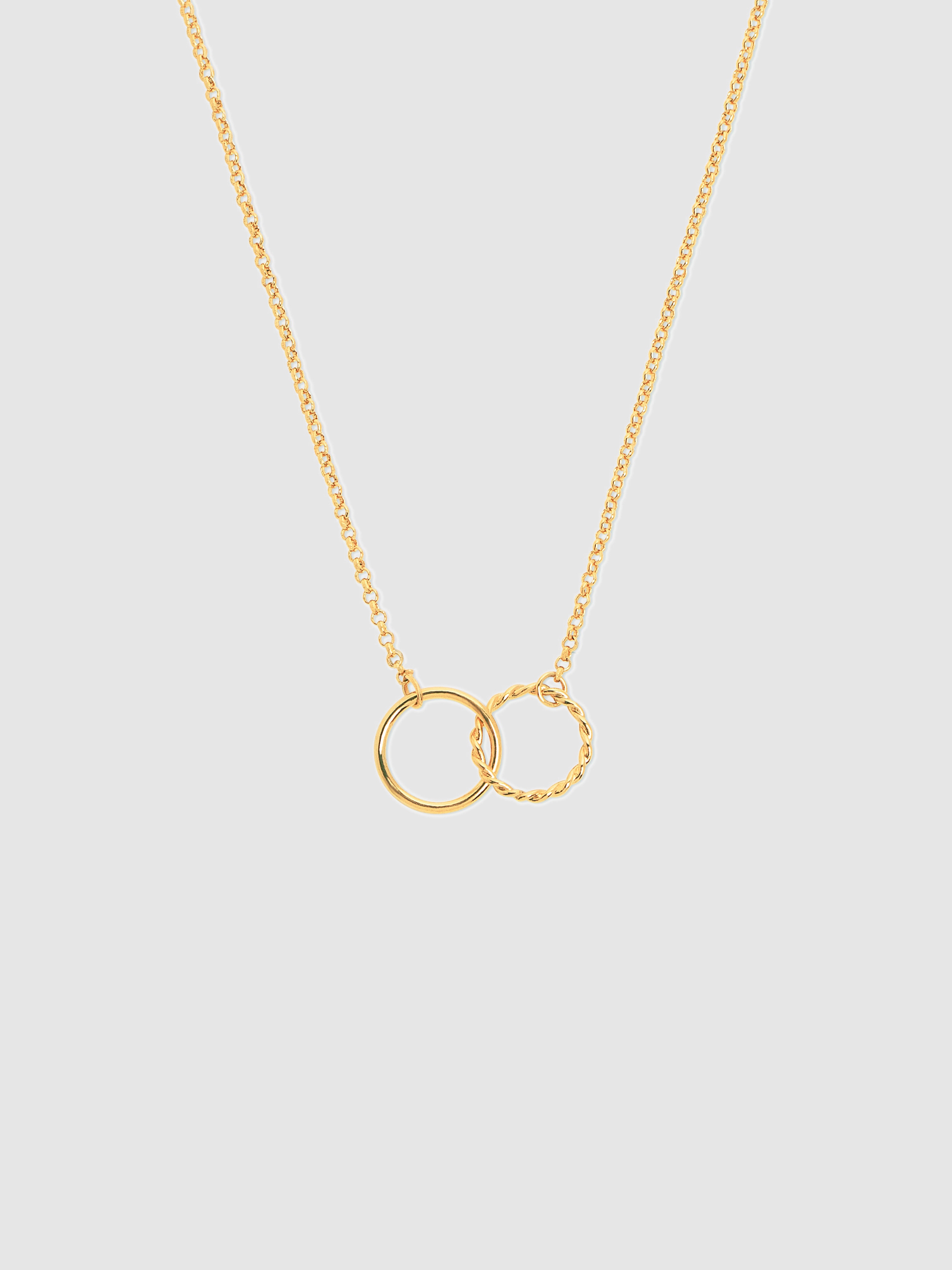 Colar Circles Twist de Liga de Metais Banhado a Ouro Dourado-1