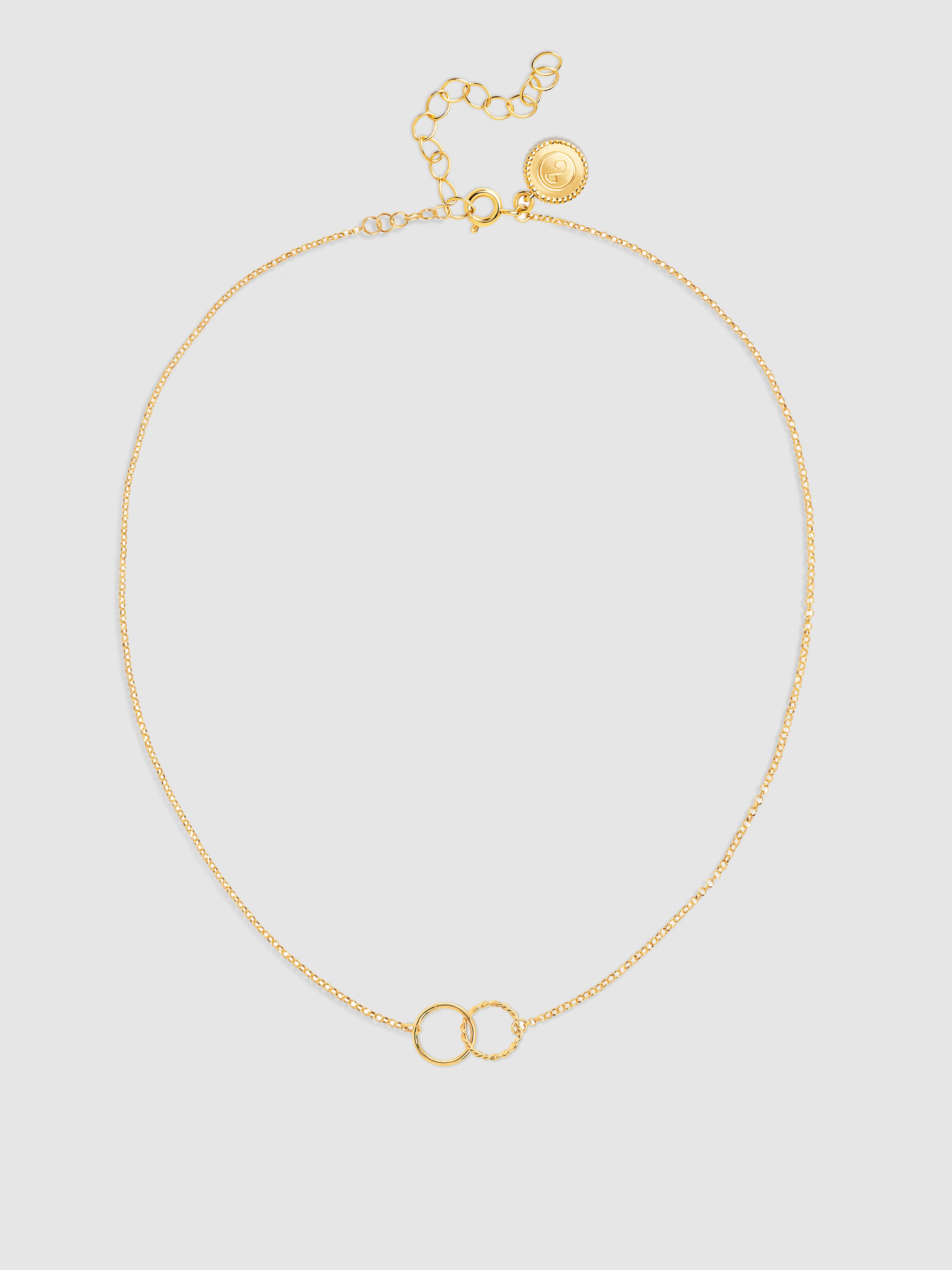 Colar Circles Twist de Liga de Metais Banhado a Ouro Dourado-4