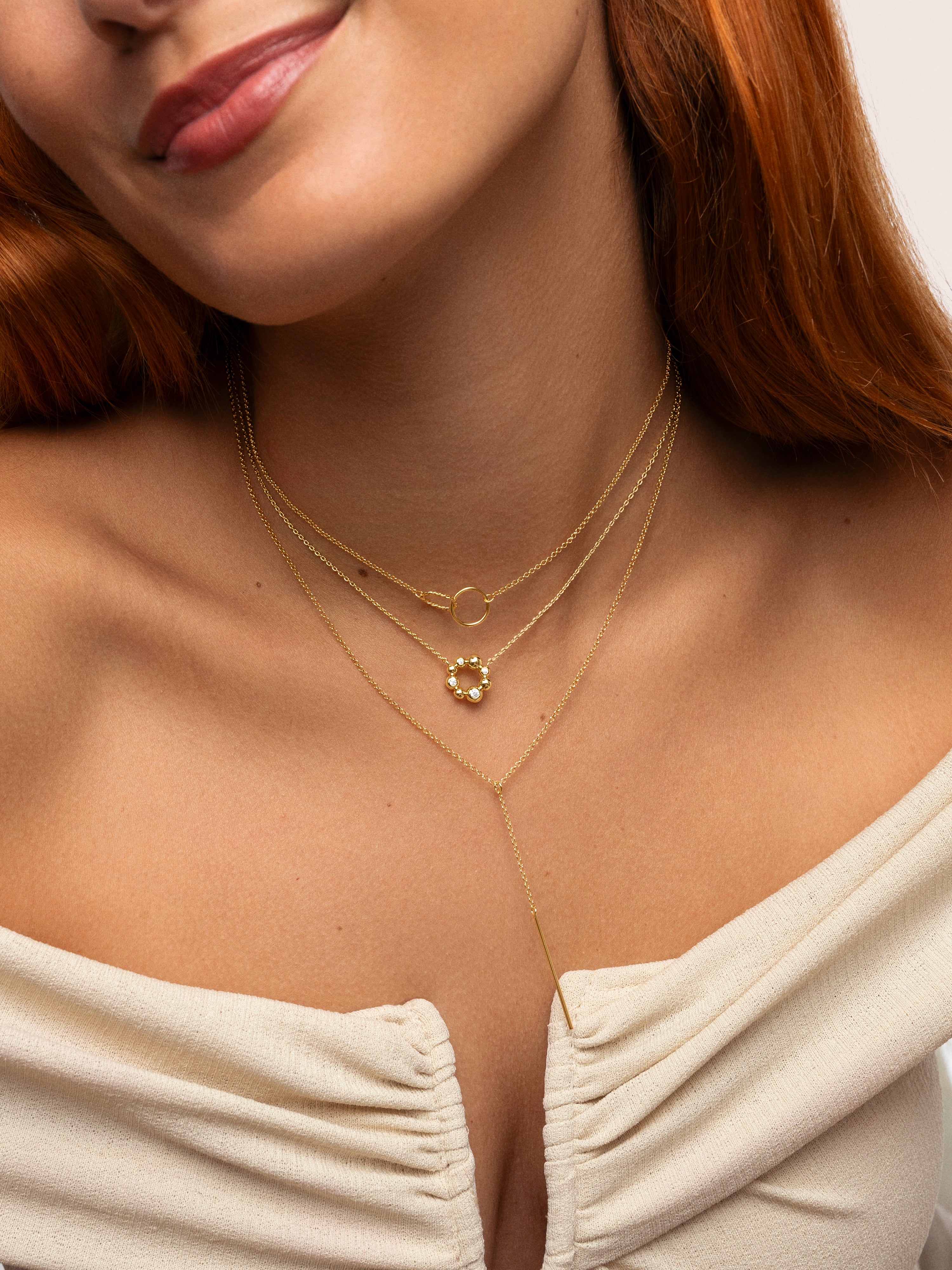 Colar Circles Twist de Liga de Metais Banhado a Ouro Dourado-5