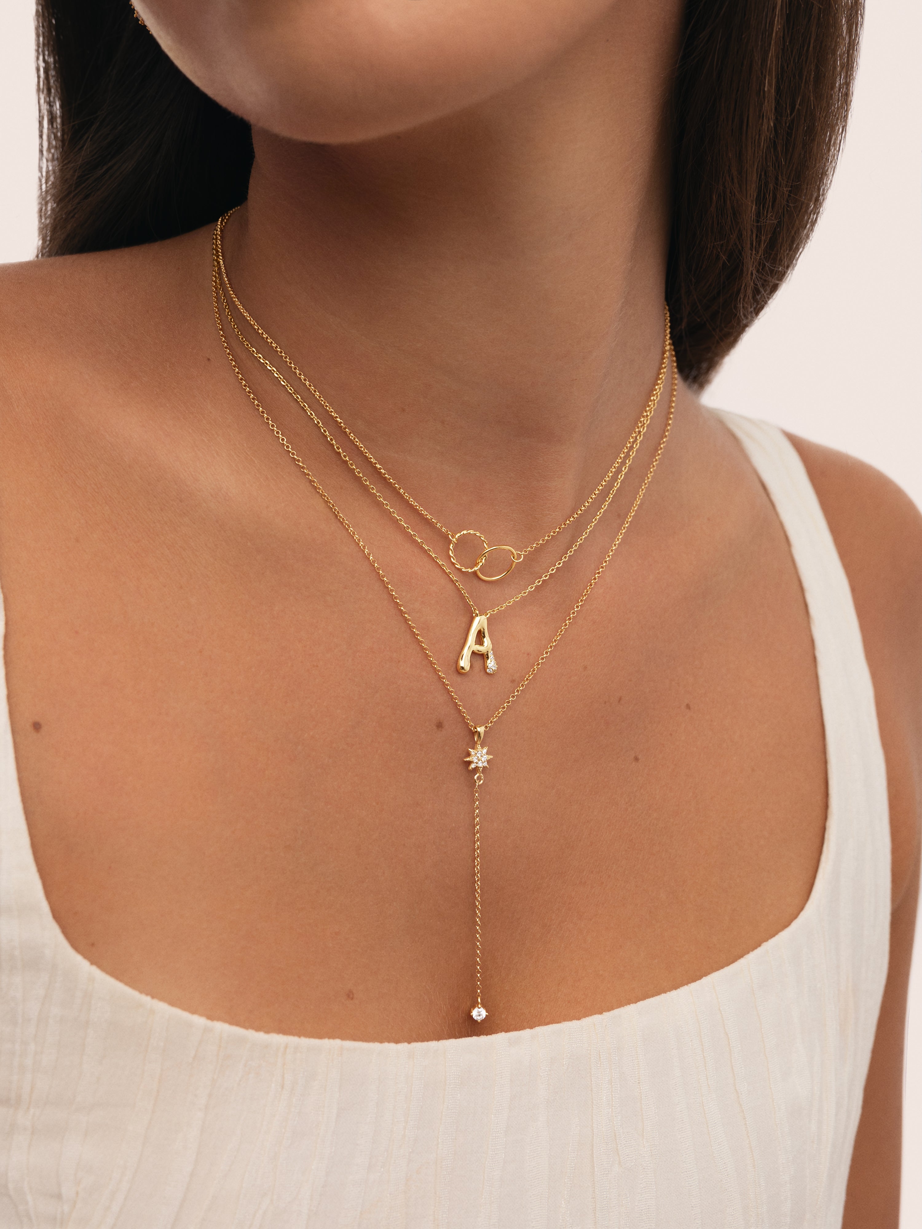 Colar Circles Twist de Liga de Metais Banhado a Ouro Dourado-7