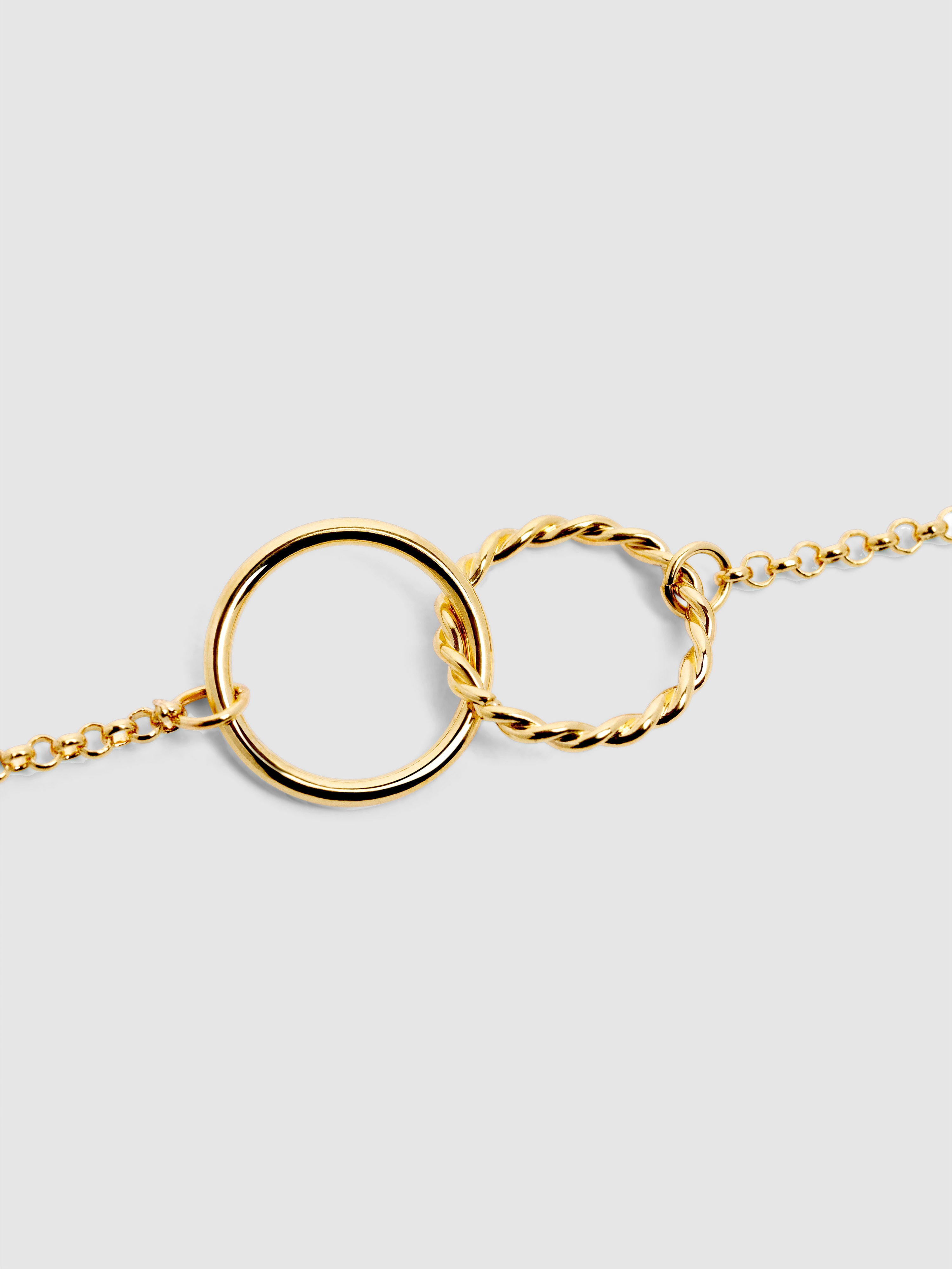 Pulseira de Corrente Circles Twist de Liga de Metais Banhada a Ouro Dourado-4