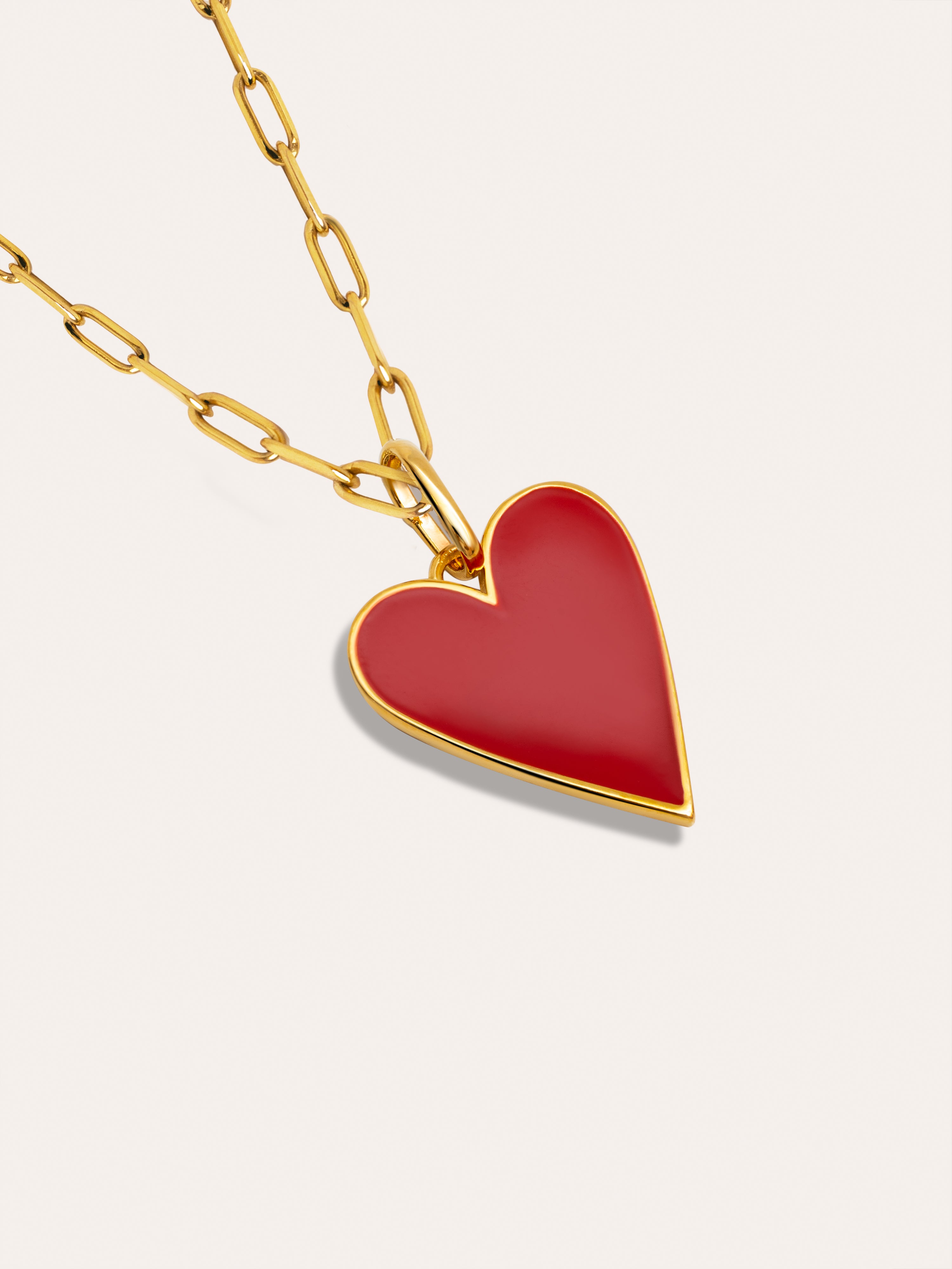 Charm Lovely Heart Red Enamel de Liga de Metais Banhado a Ouro Vermelho-5