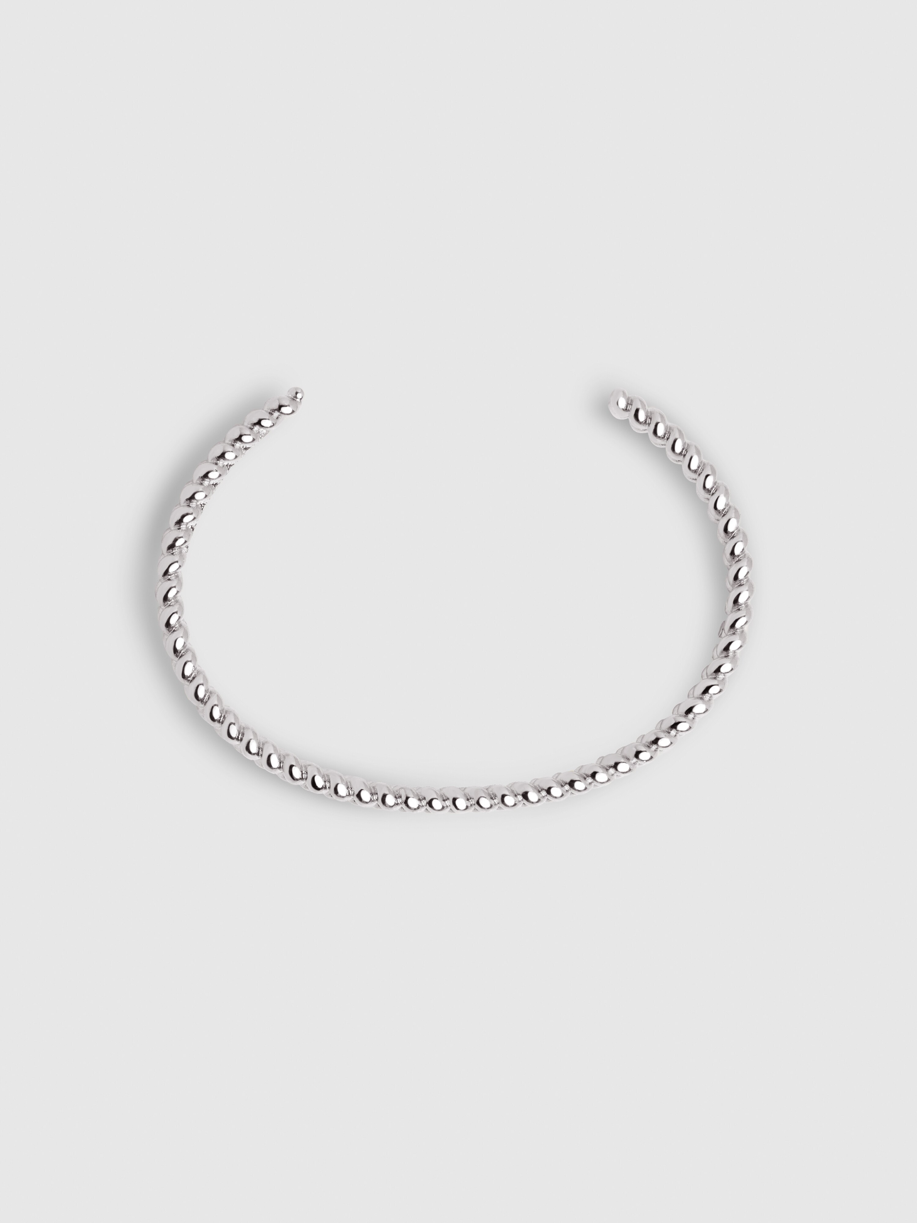 Pulseira Cord de Liga Metálica Banhada a Ródio Prateado-4