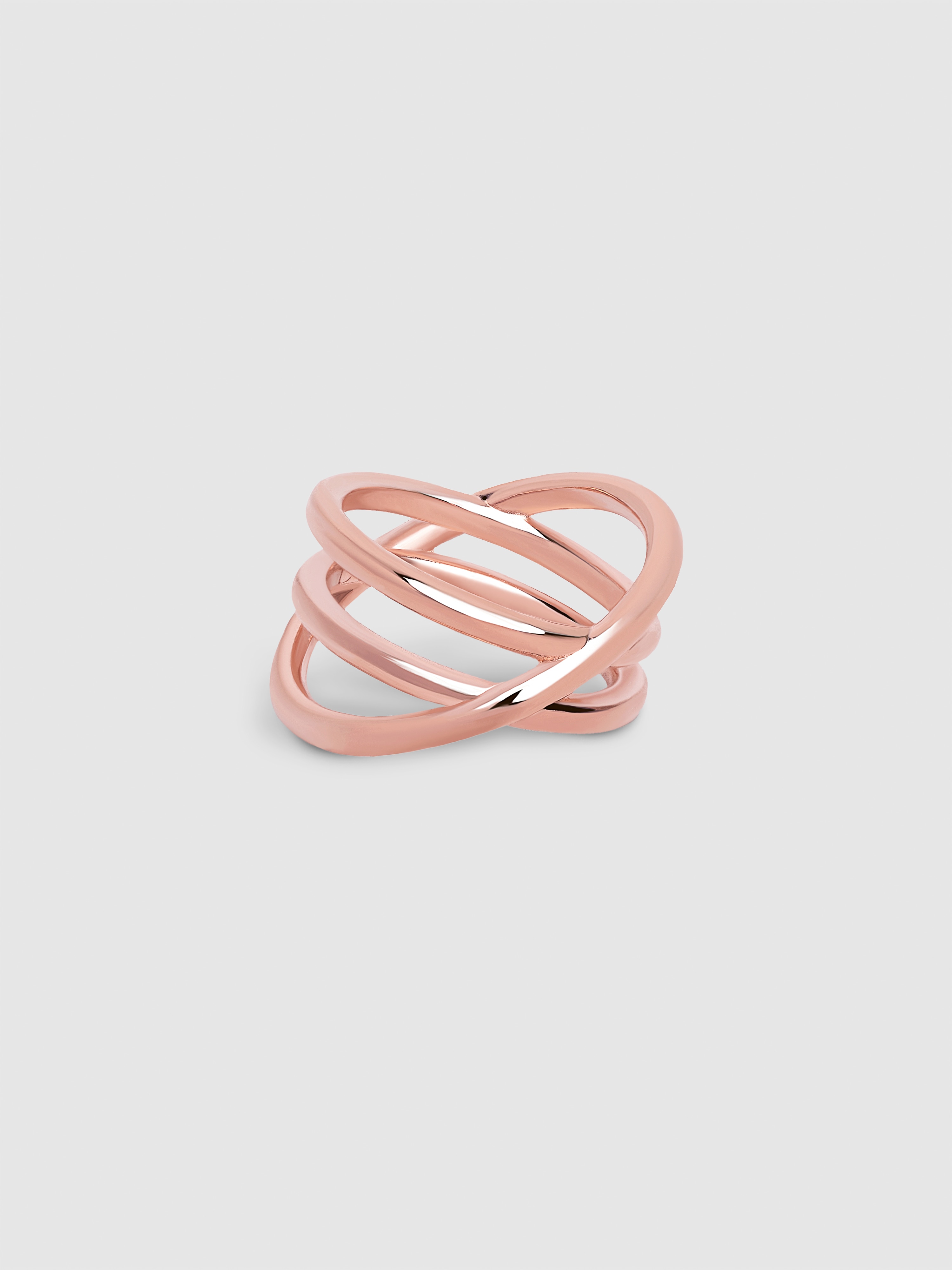Anel Trinity de Liga de Metais Banhado a Ródio e Ouro Rosa Rosa-claro-1
