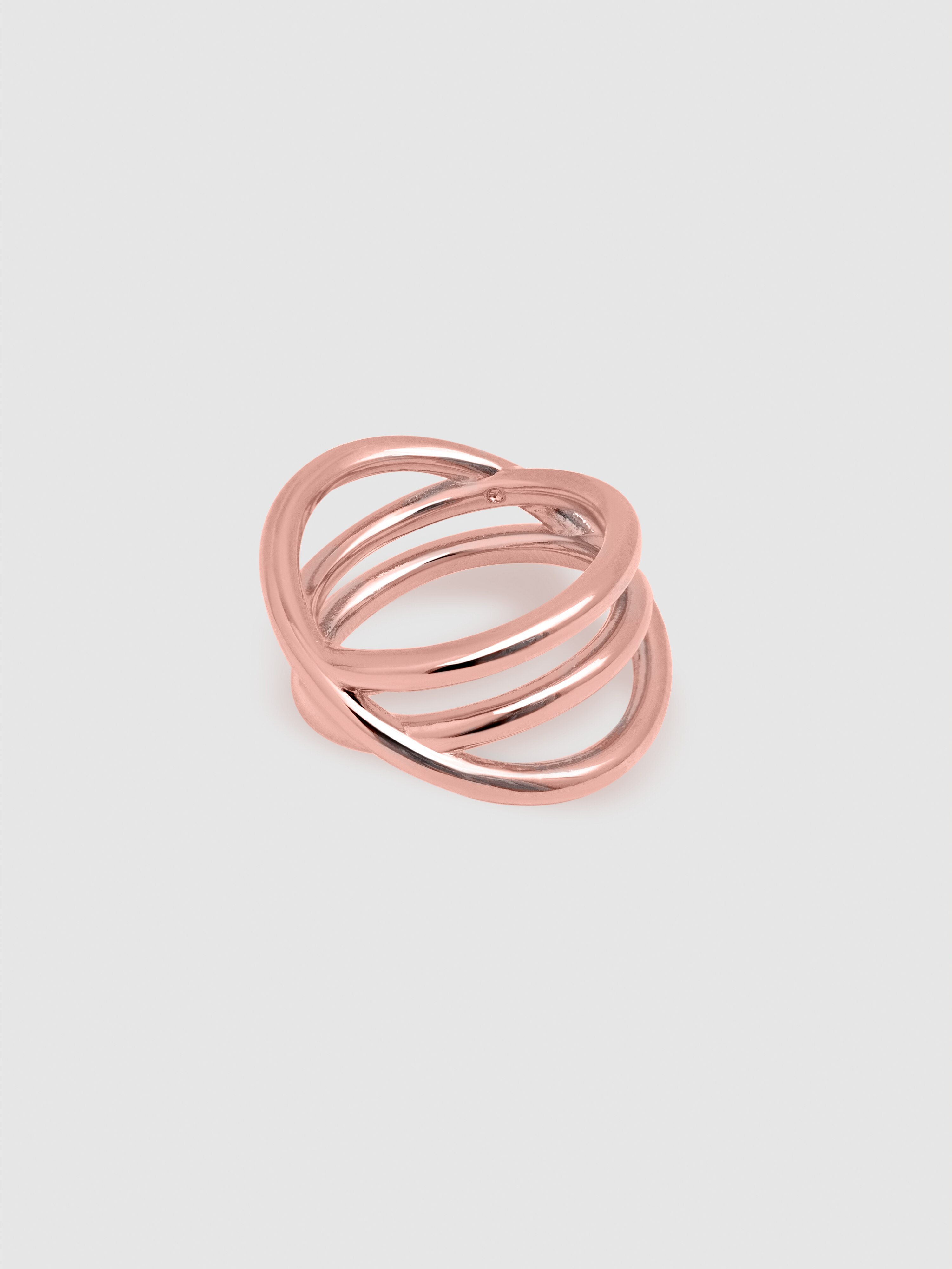 Anel Trinity de Liga de Metais Banhado a Ródio e Ouro Rosa Rosa-claro-3