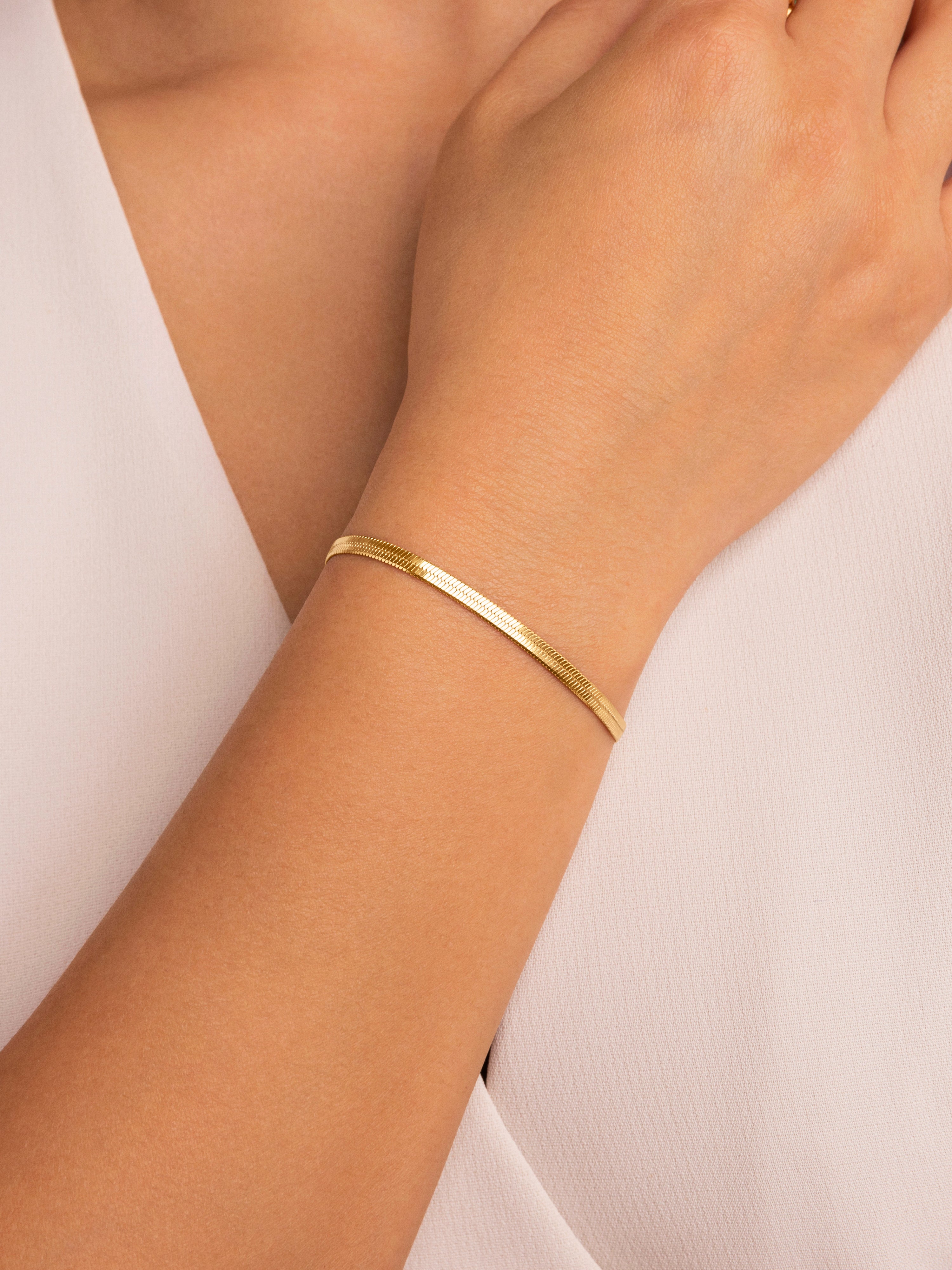 Pulseira de Corrente Lisse S de Aço Banhada a Ouro Dourado-3