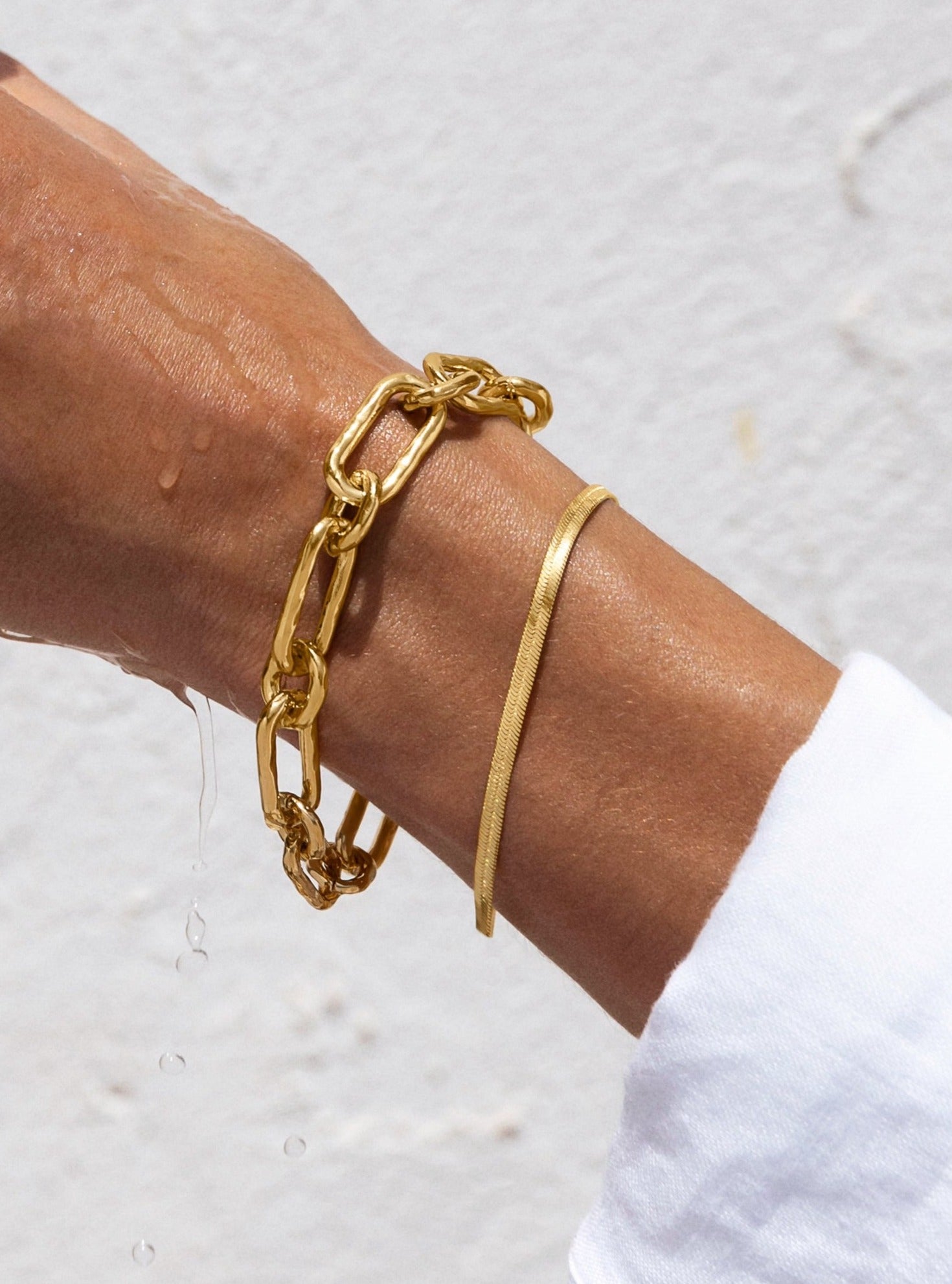 Pulseira de Corrente Lisse S de Aço Banhada a Ouro Dourado-5
