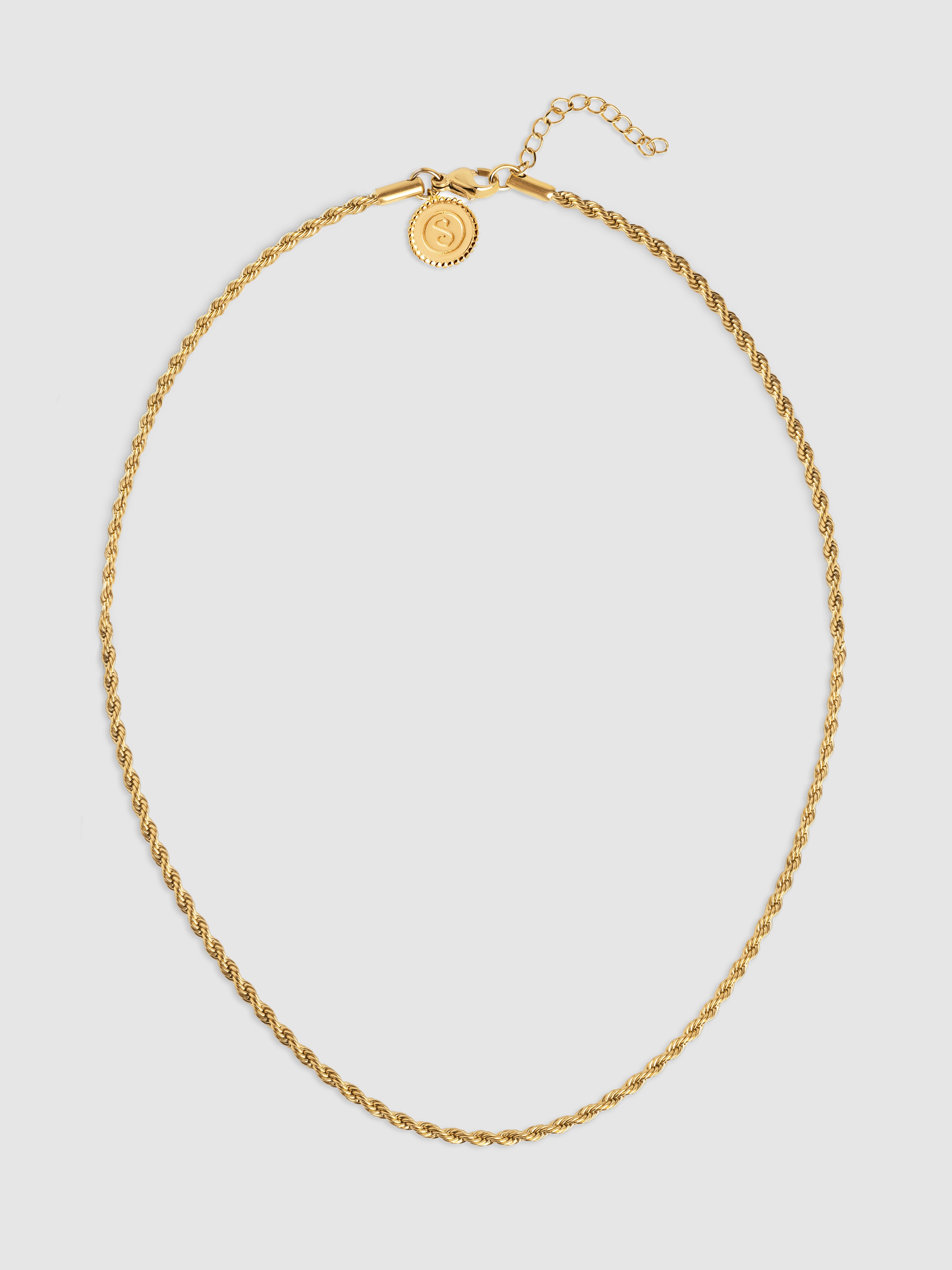 Colar Cord de Aço Banhado a Ouro Dourado-3
