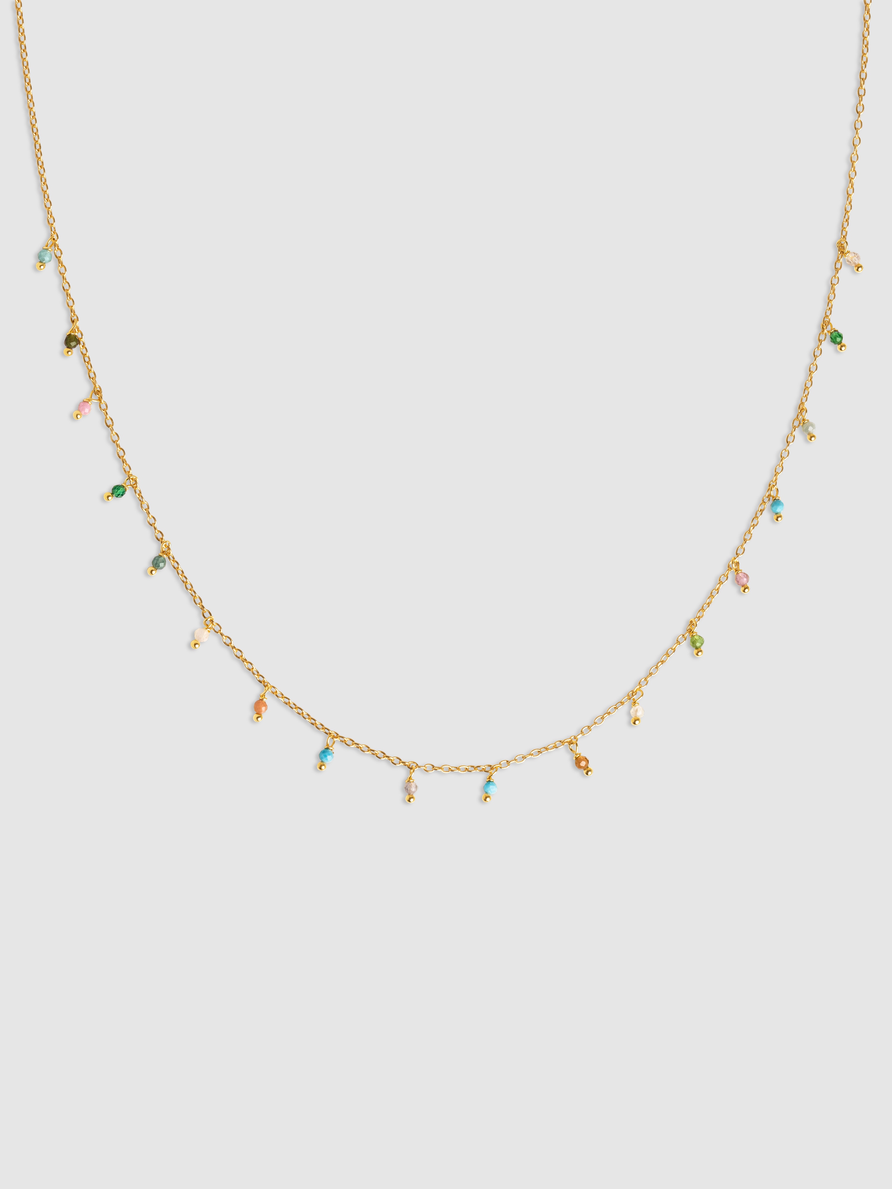 Colar Dancing Stones de Liga de Metais Banhados em Ouro Multicolor-1