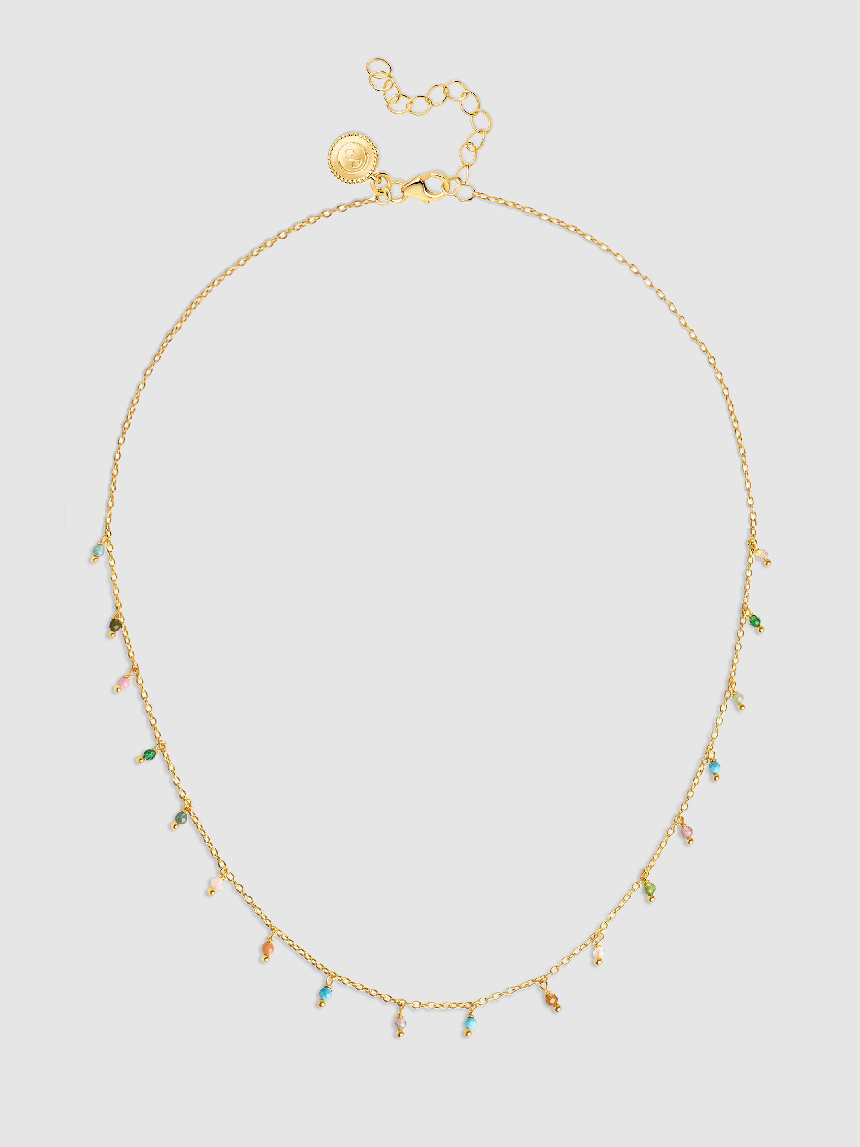 Colar Dancing Stones de Liga de Metais Banhados em Ouro Multicolor-4