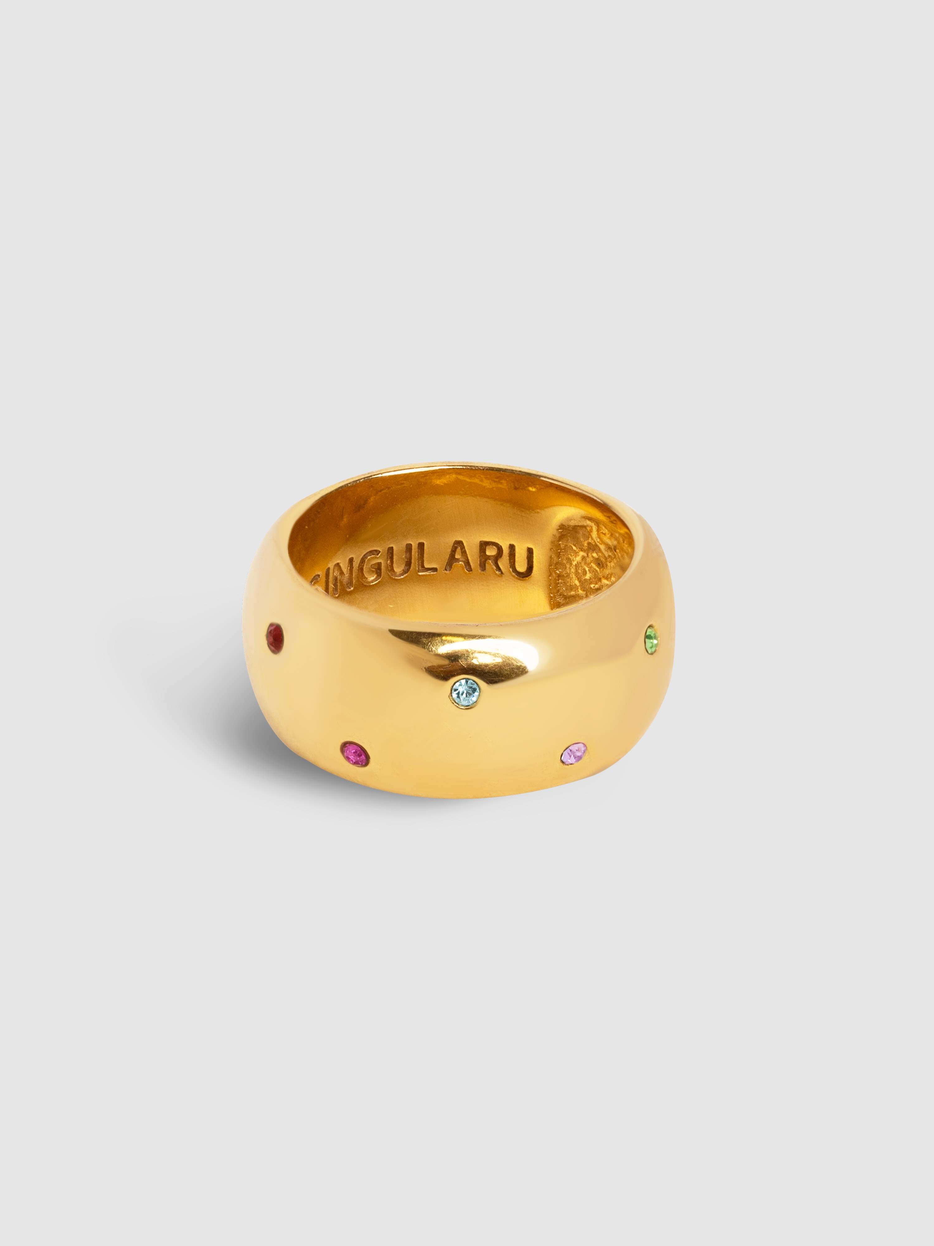 Anel Curve Rainbow de Liga de Metais Banhado a Ouro Multicolor-1