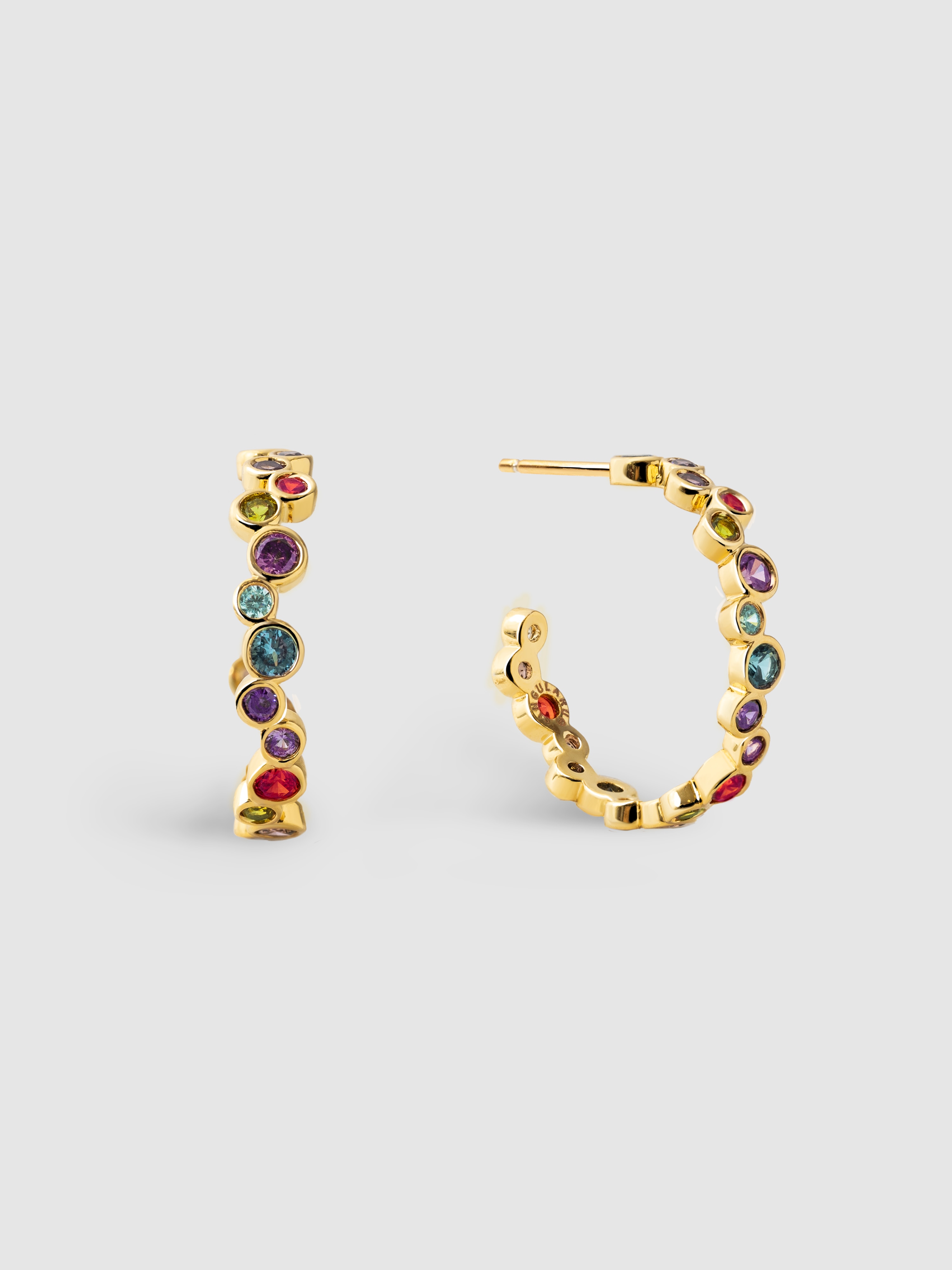 Brincos de Argola Bubbles de Liga de Metais Banhados a Ouro Multicolor-1