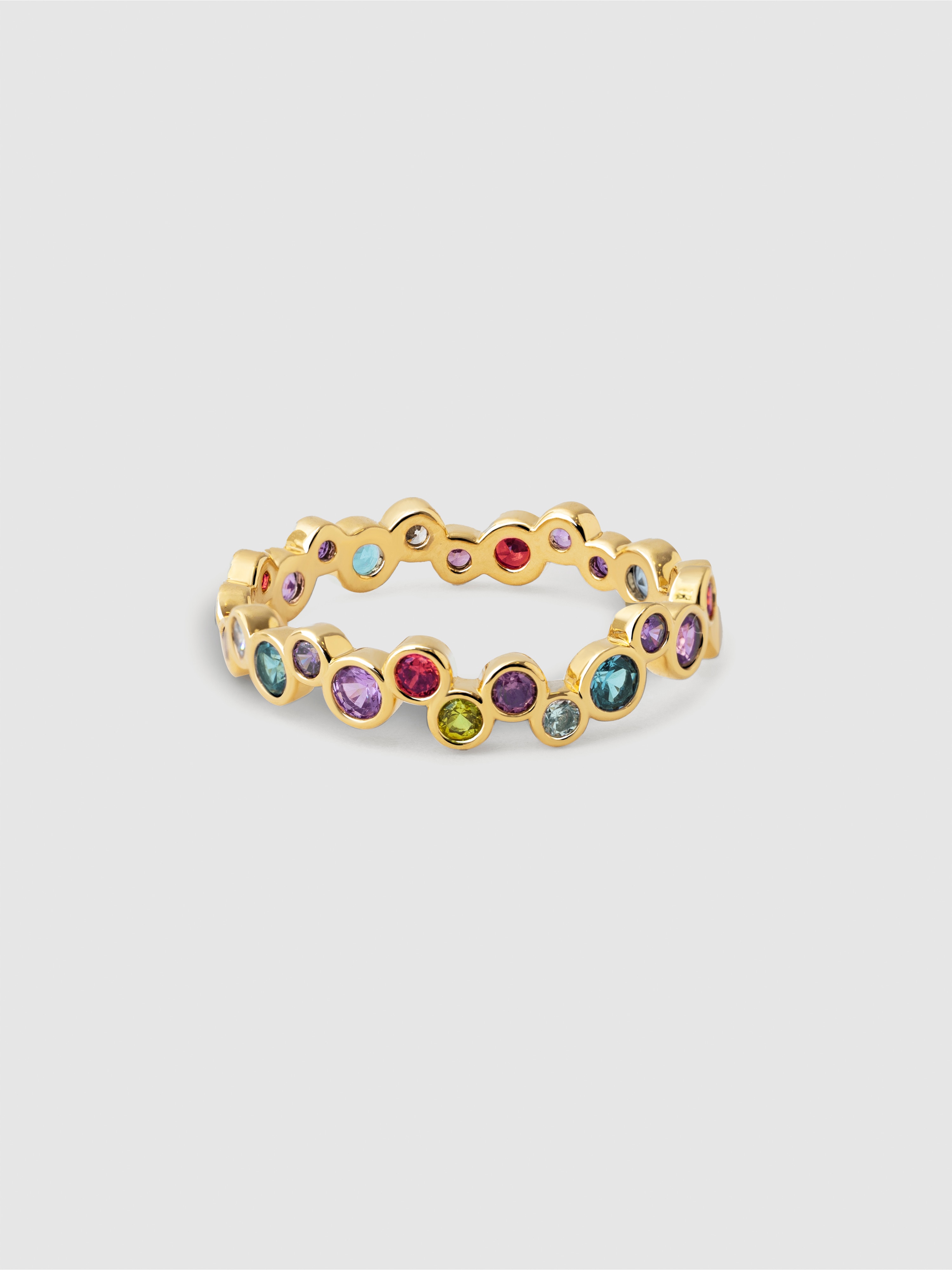 Anel Bubbles de Liga de Metais Banhado a Ouro Multicolor-1