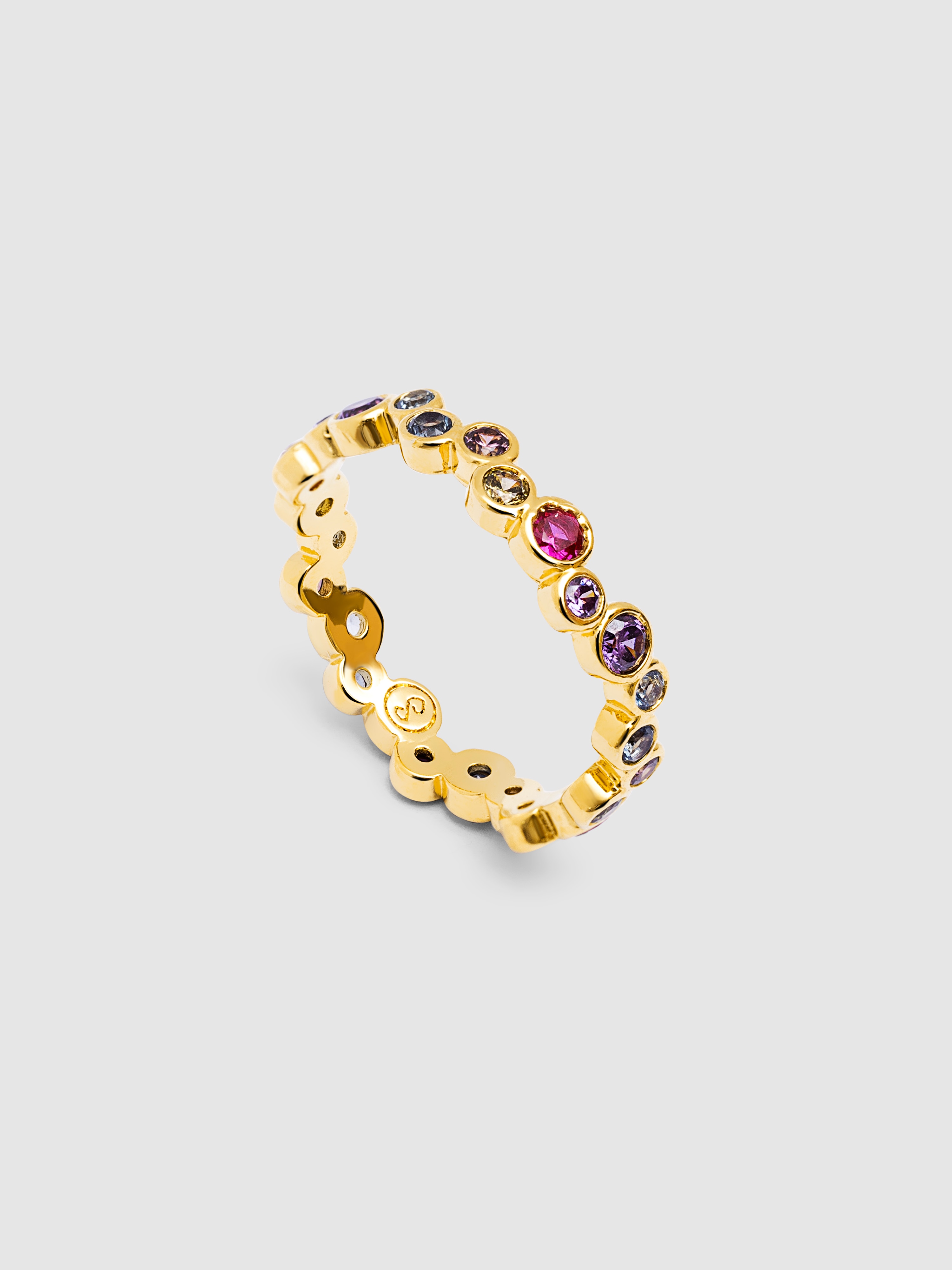 Anel Bubbles de Liga de Metais Banhado a Ouro Multicolor-4