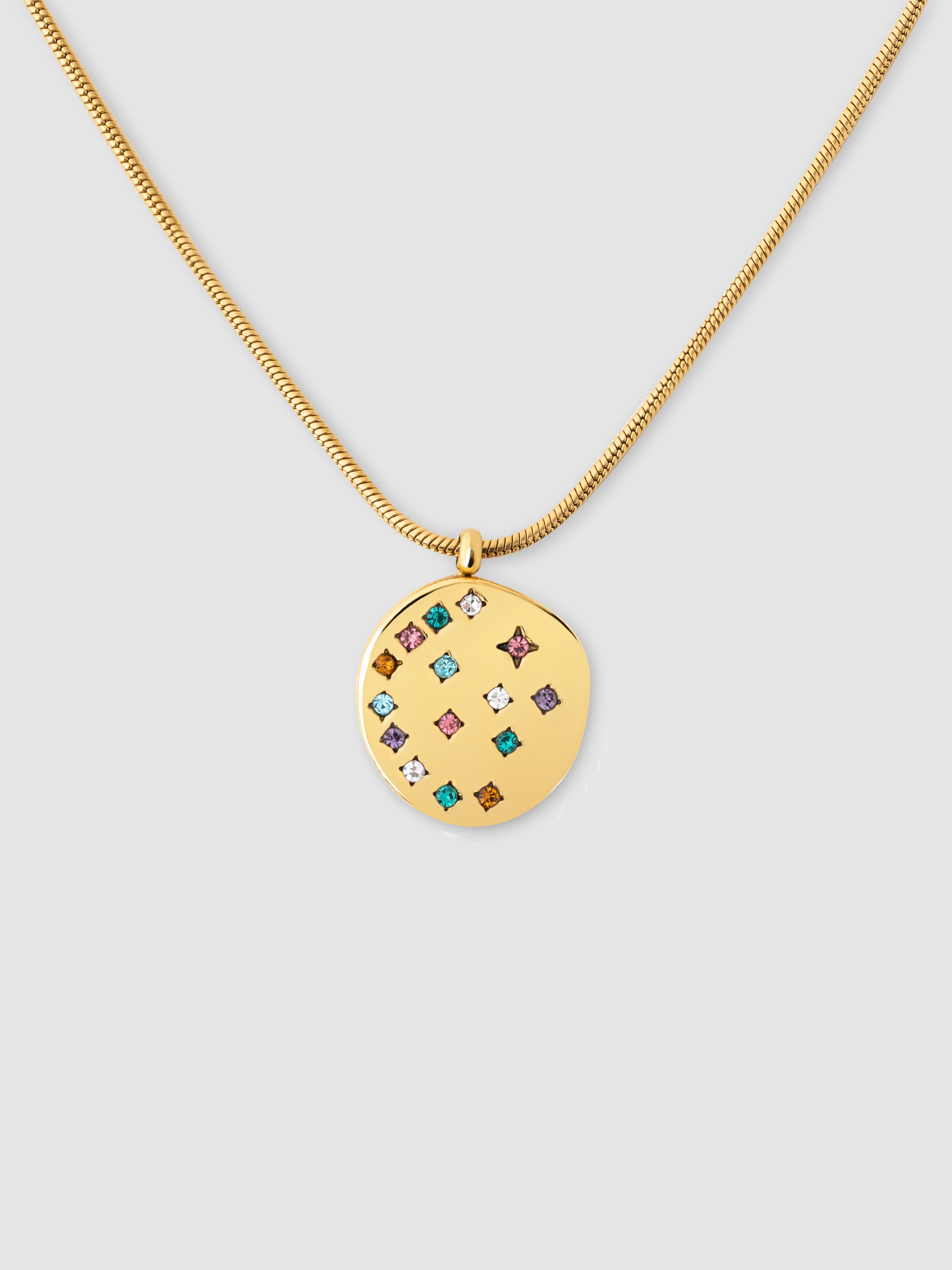 Colar Bling Rainbow de Aço Banhado a Ouro Multicolor-1