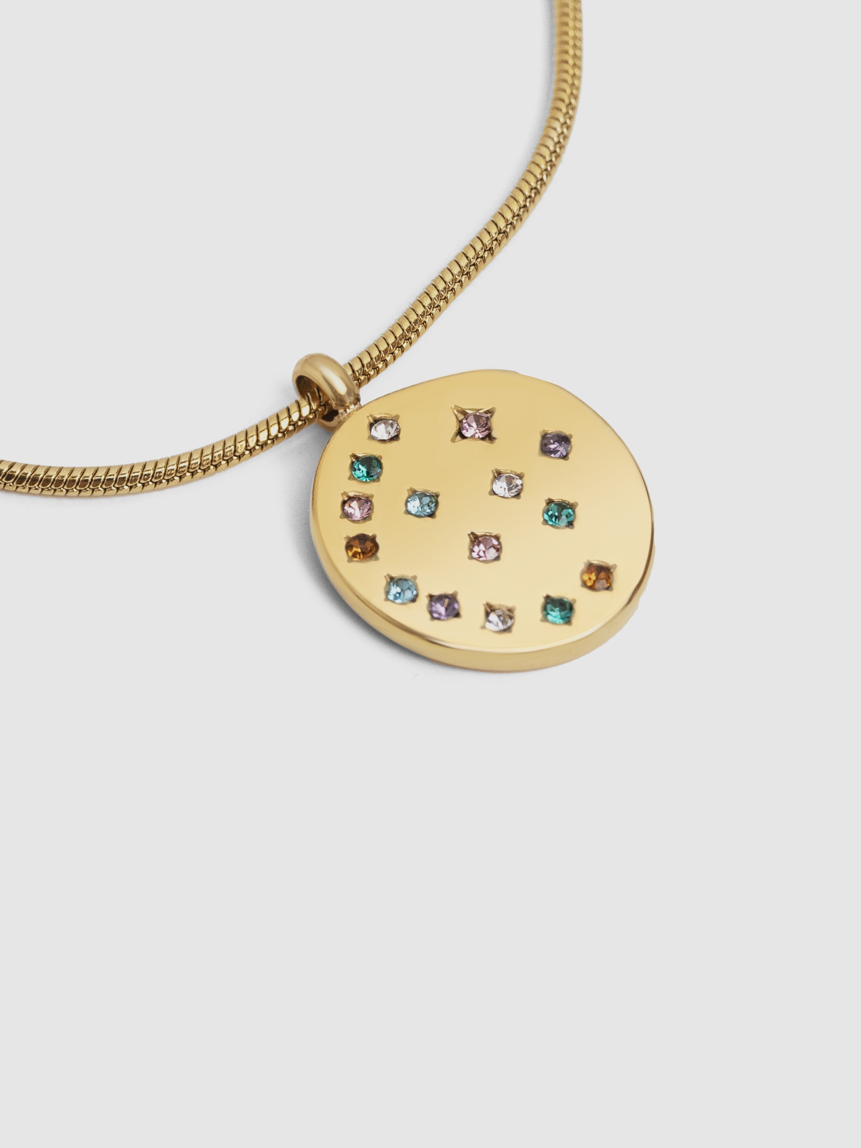 Colar Bling Rainbow de Aço Banhado a Ouro Multicolor-3