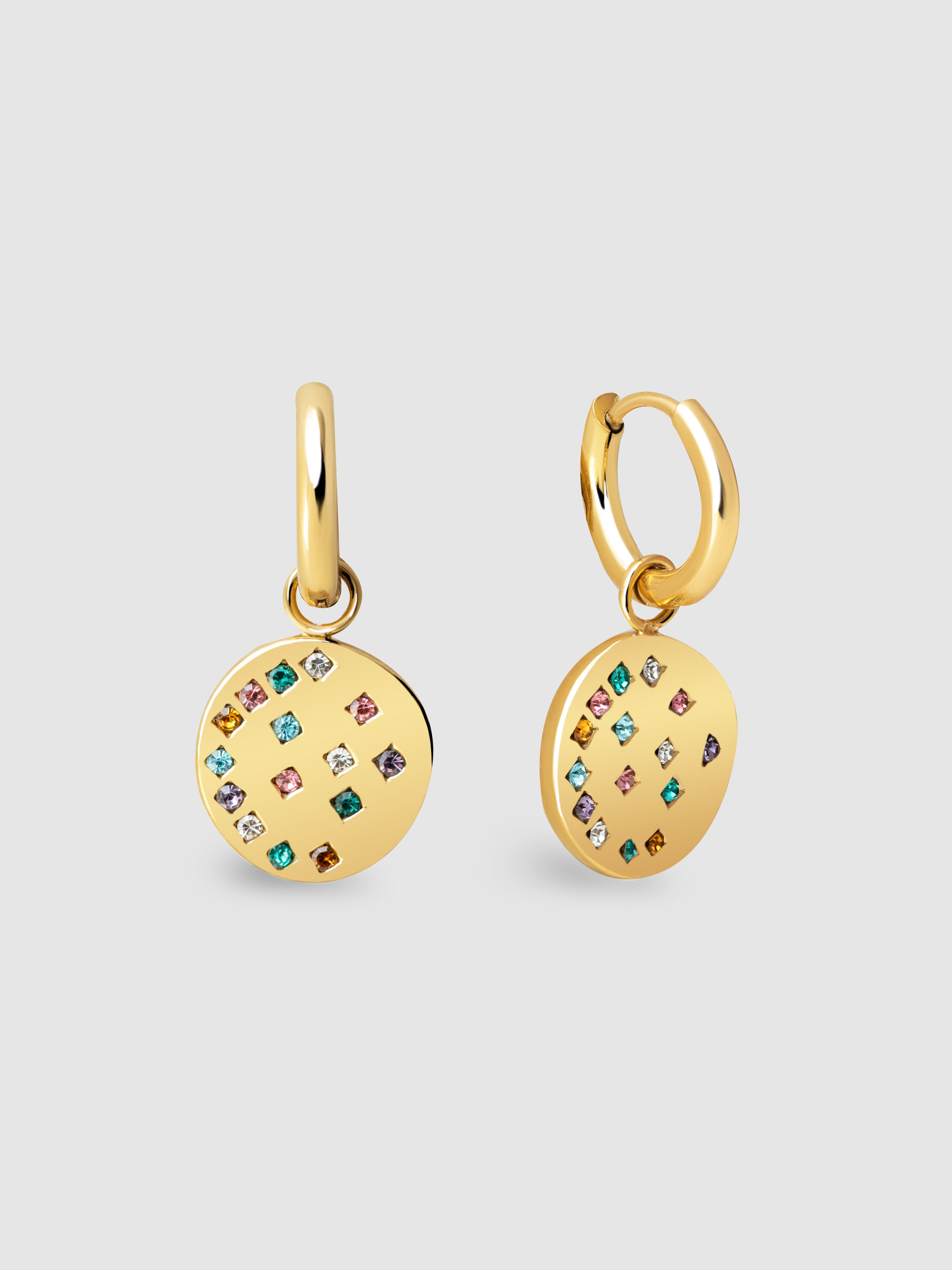 Brincos de Aro Bling Rainbow de Aço Banhado a Ouro Ouro-1
