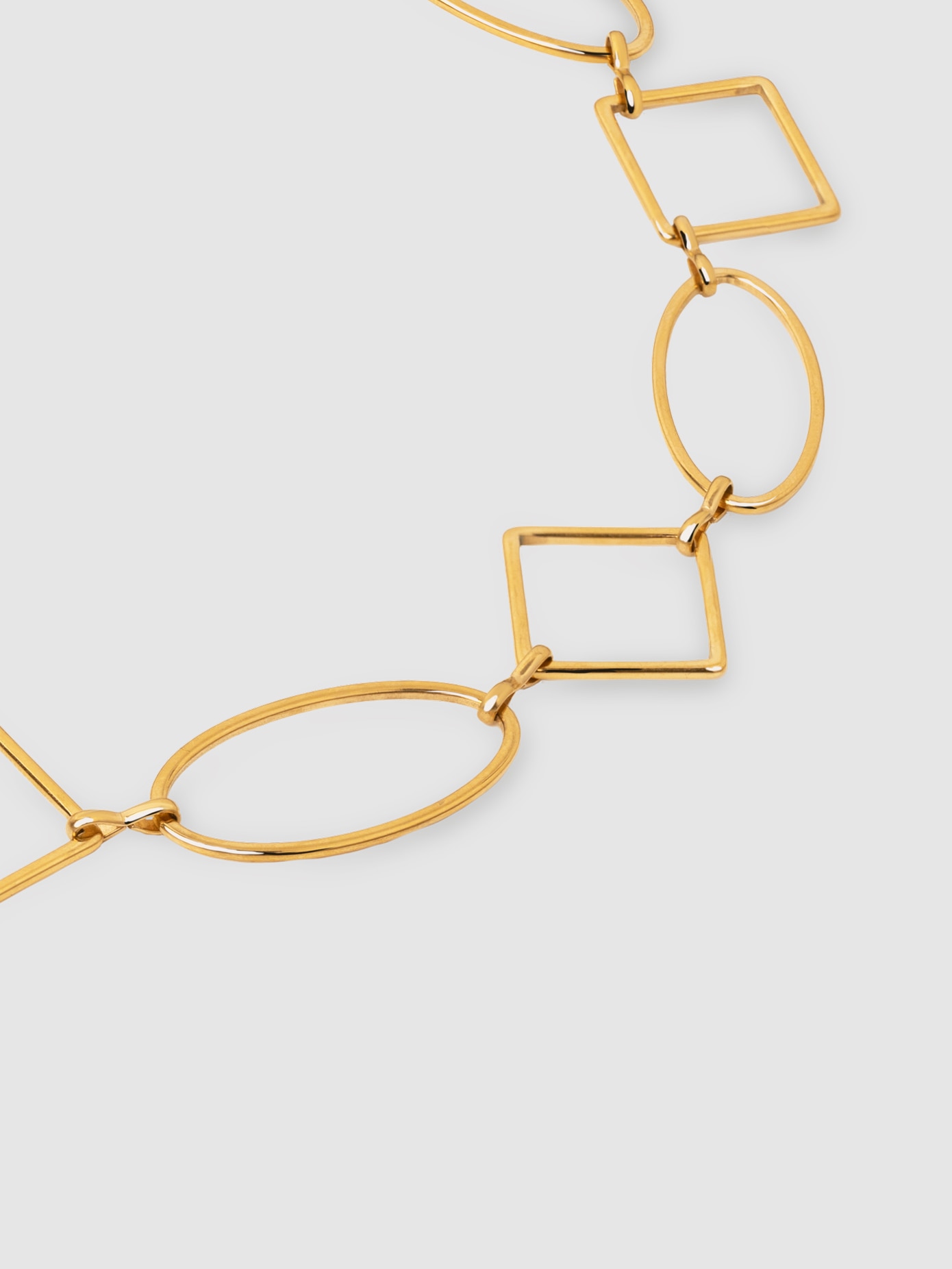 Chokers Rhomb & Oval de Aço Banhado a Ouro Dourado-3