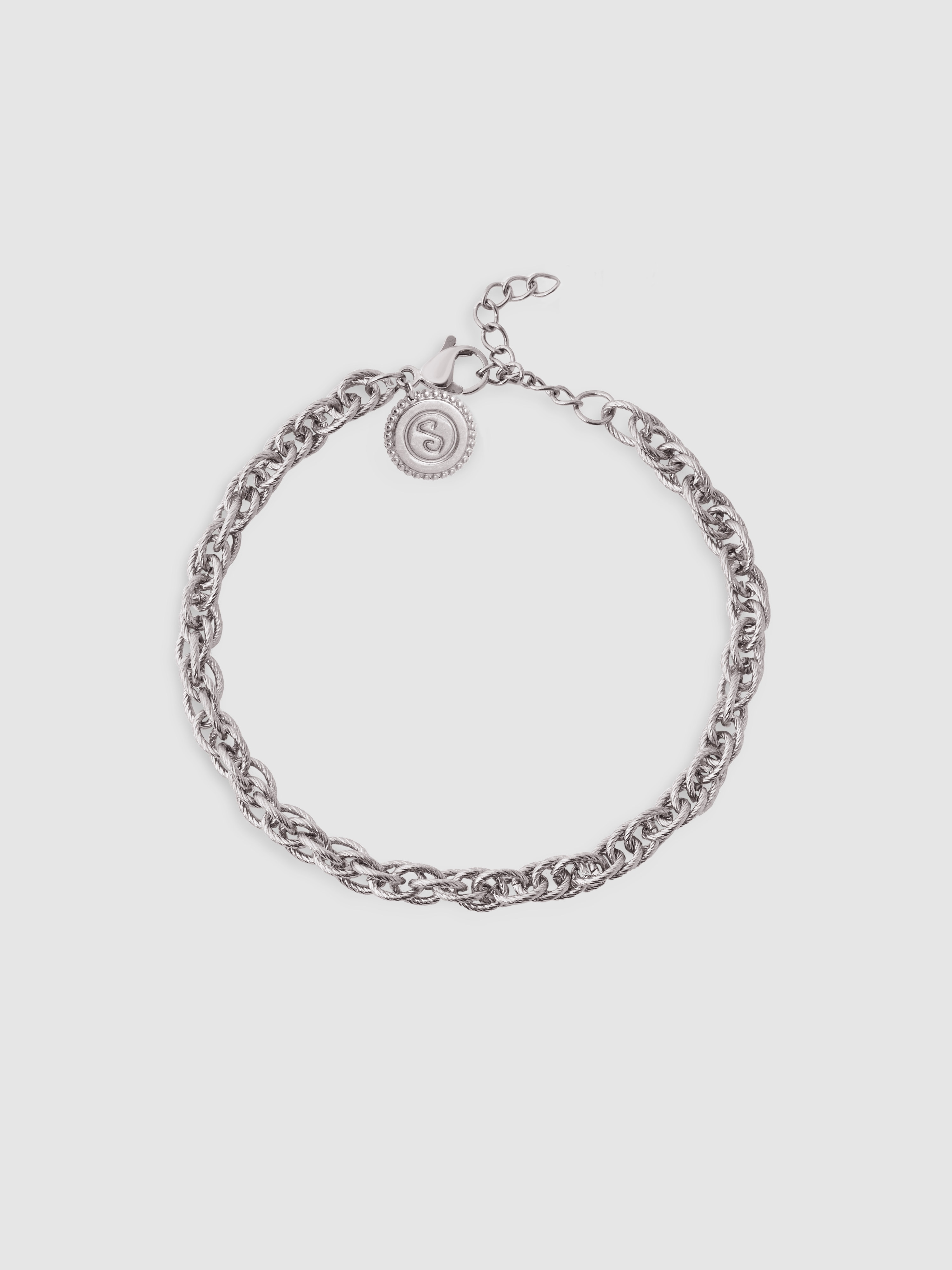 Pulseira de Corrente Spinning Rope Chain de Aço Prateado-1