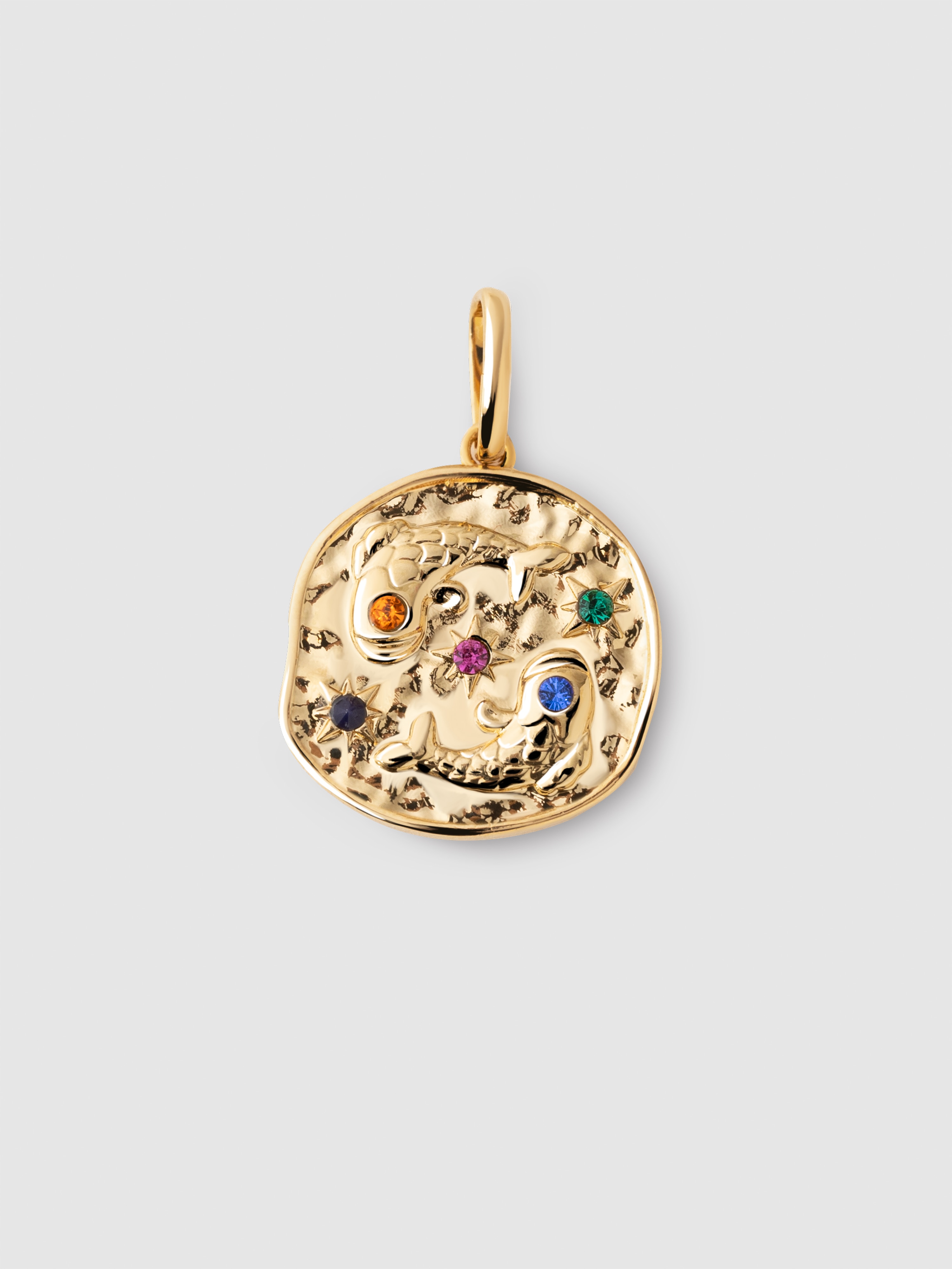 Charm Organic Colors Zodíaco de Liga de Metais Banhado em Ouro Peixes Multicolor-1