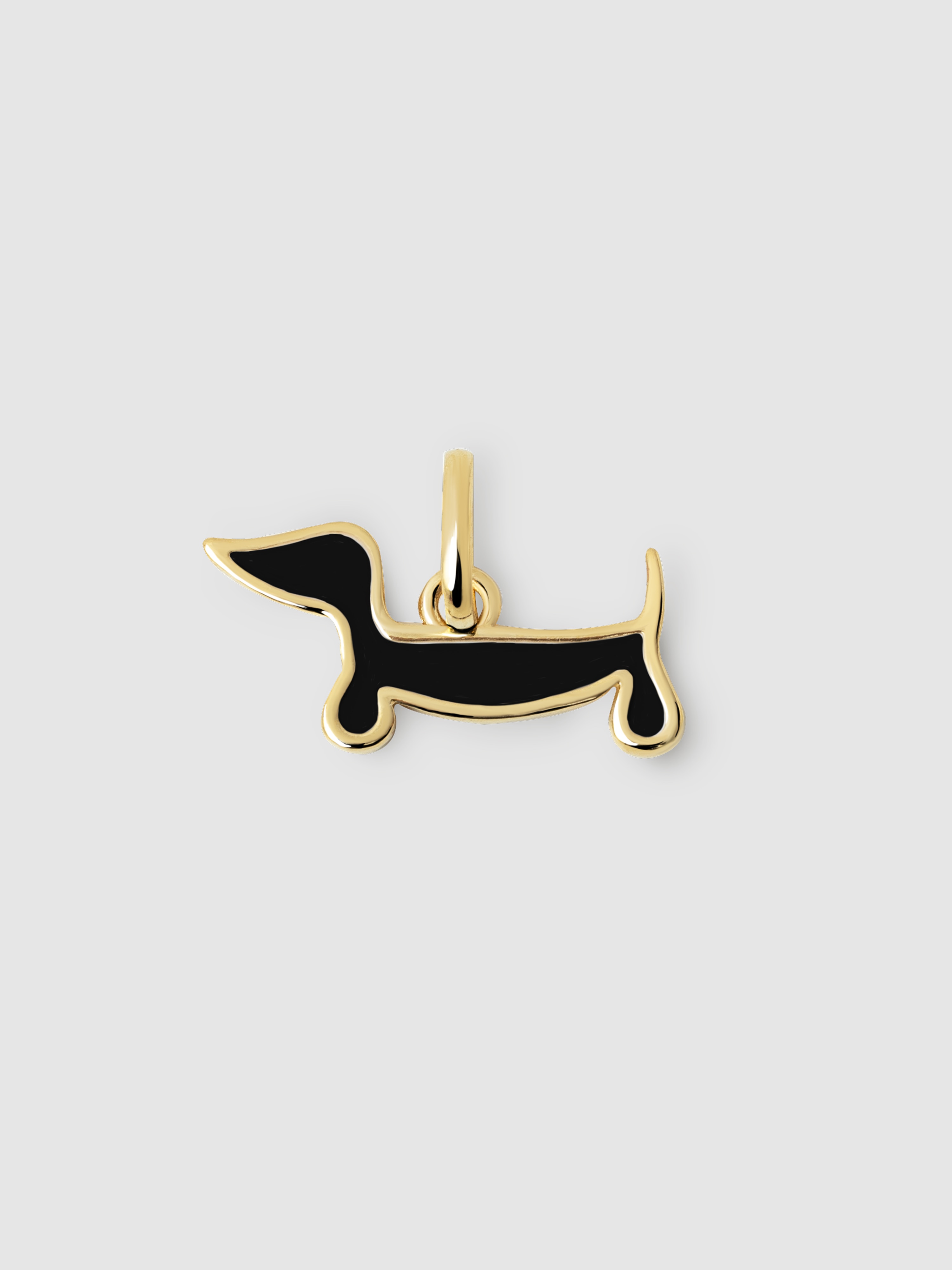 Charm Cão Teckel Enamel Black de Liga de Metais Banhado a Ouro Ouro-4