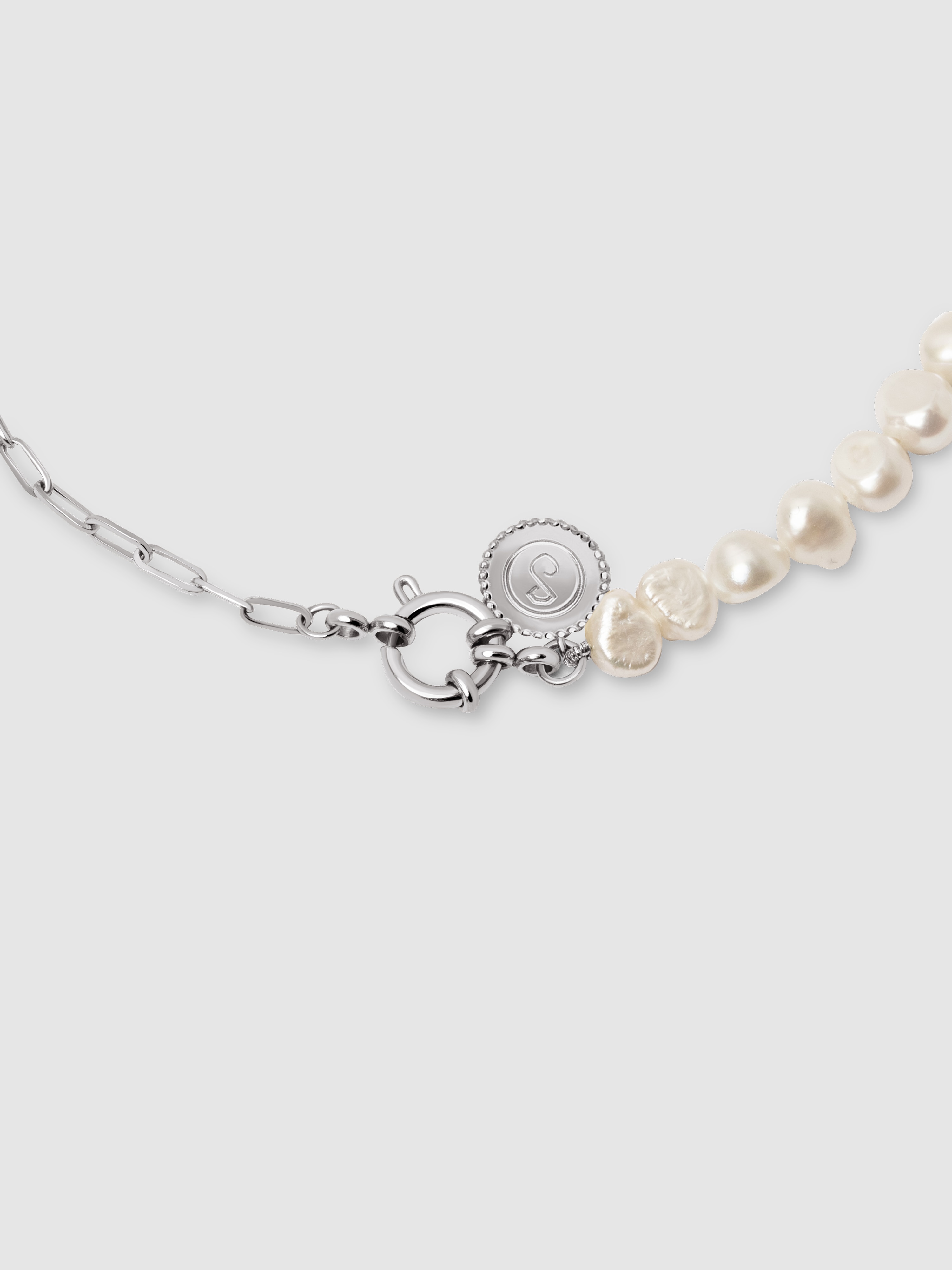 Colar Chic Pearl de Aço Prateado-1
