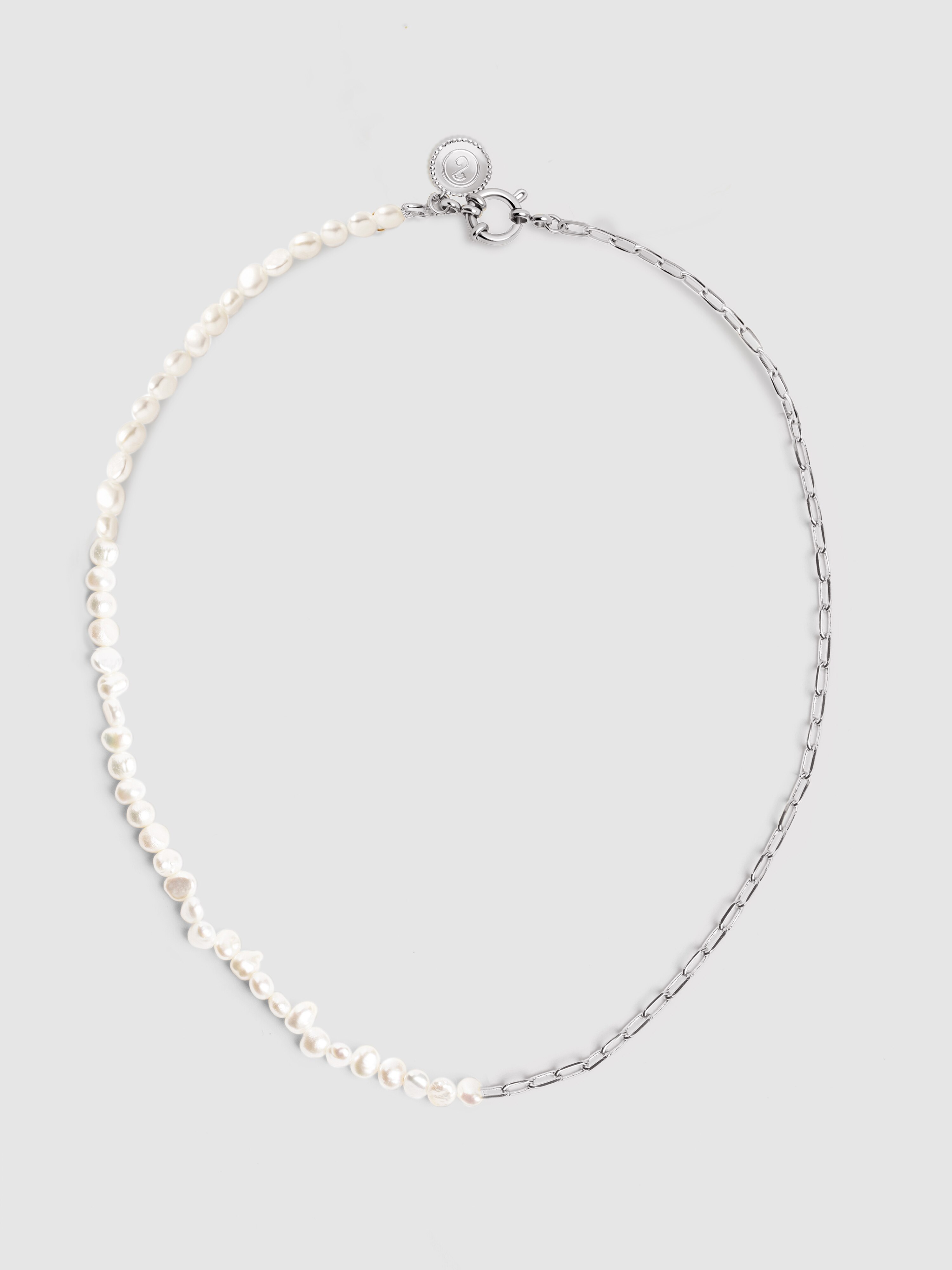 Colar Chic Pearl de Aço Prateado-3