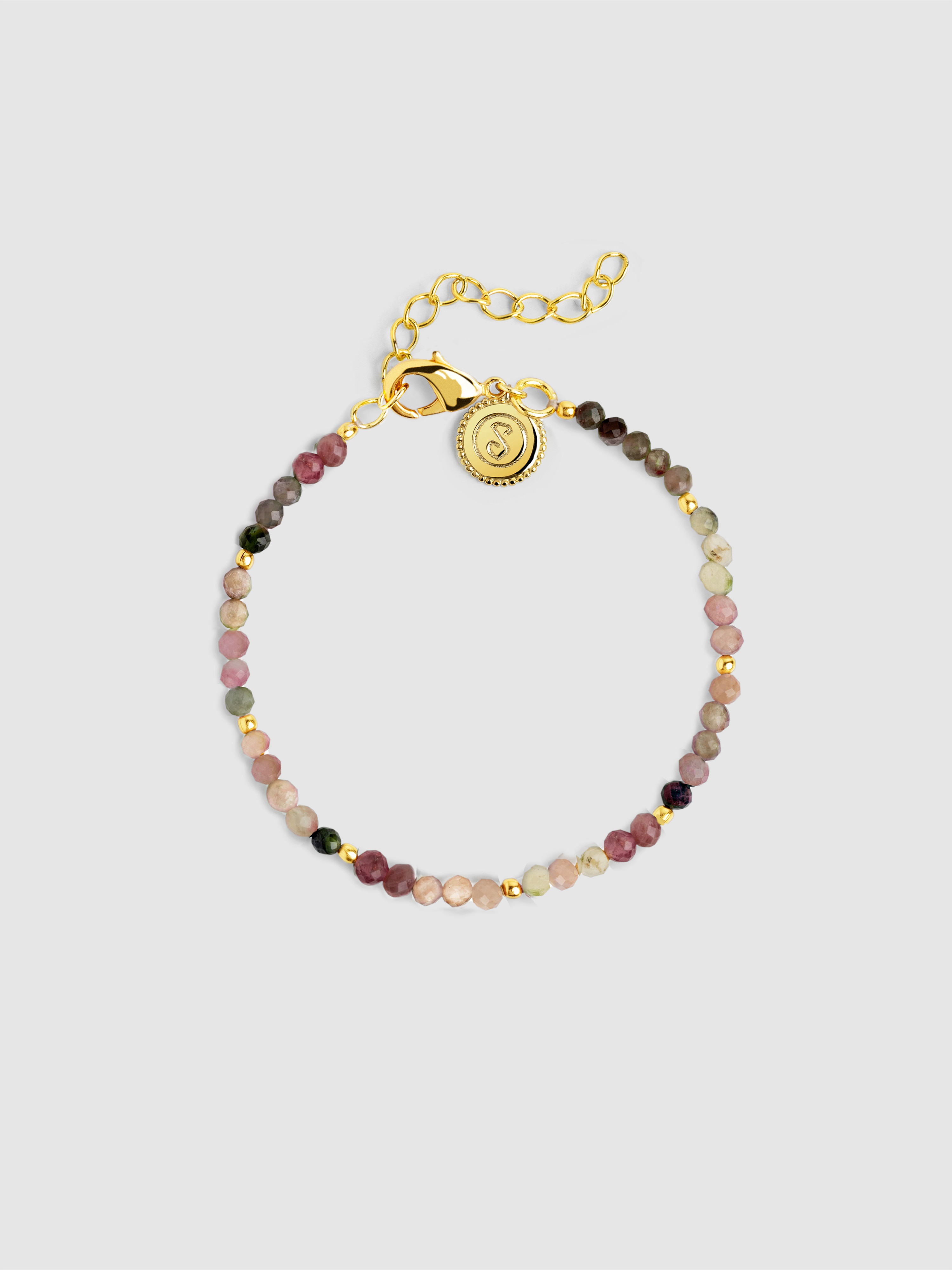Pulseira de Corrente Altea Dots Tourmaline Syra de Aço Banhada a Ouro Multicolor-1