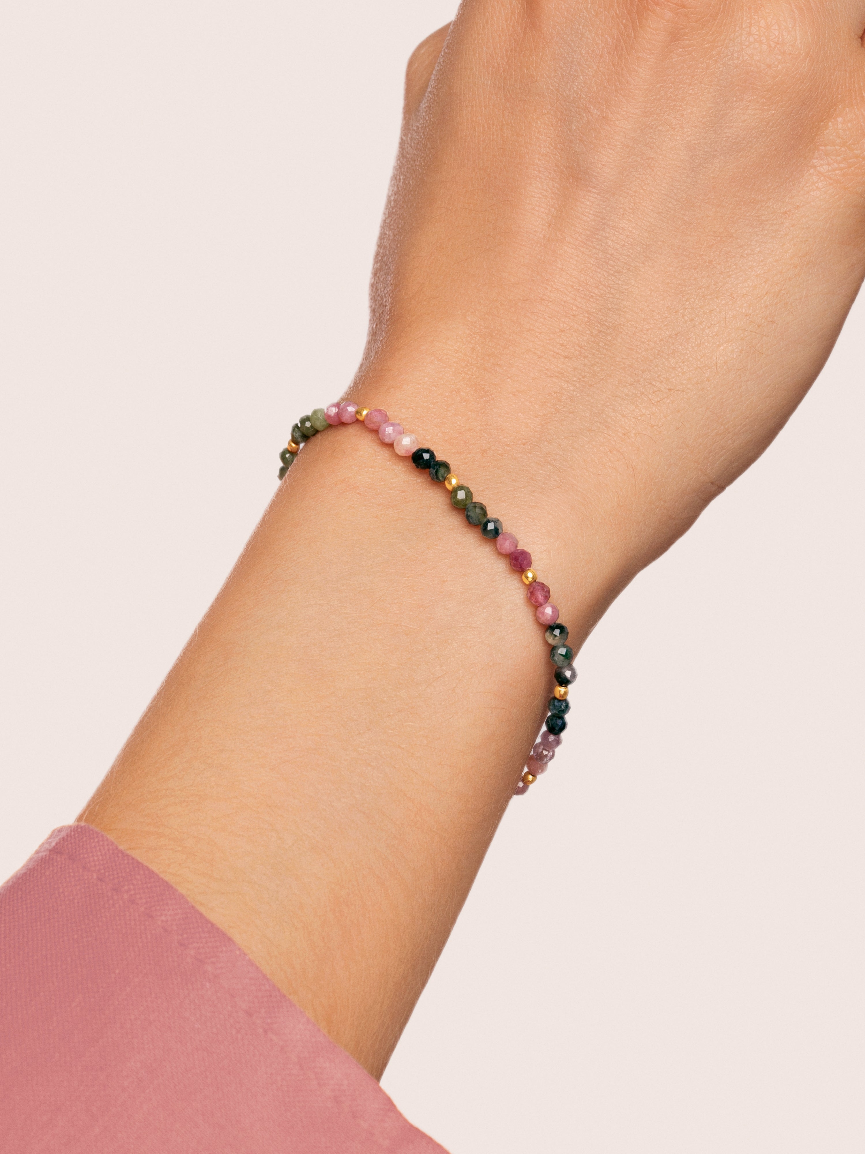 Pulseira de Corrente Altea Dots Tourmaline Syra de Aço Banhada a Ouro Multicolor-3