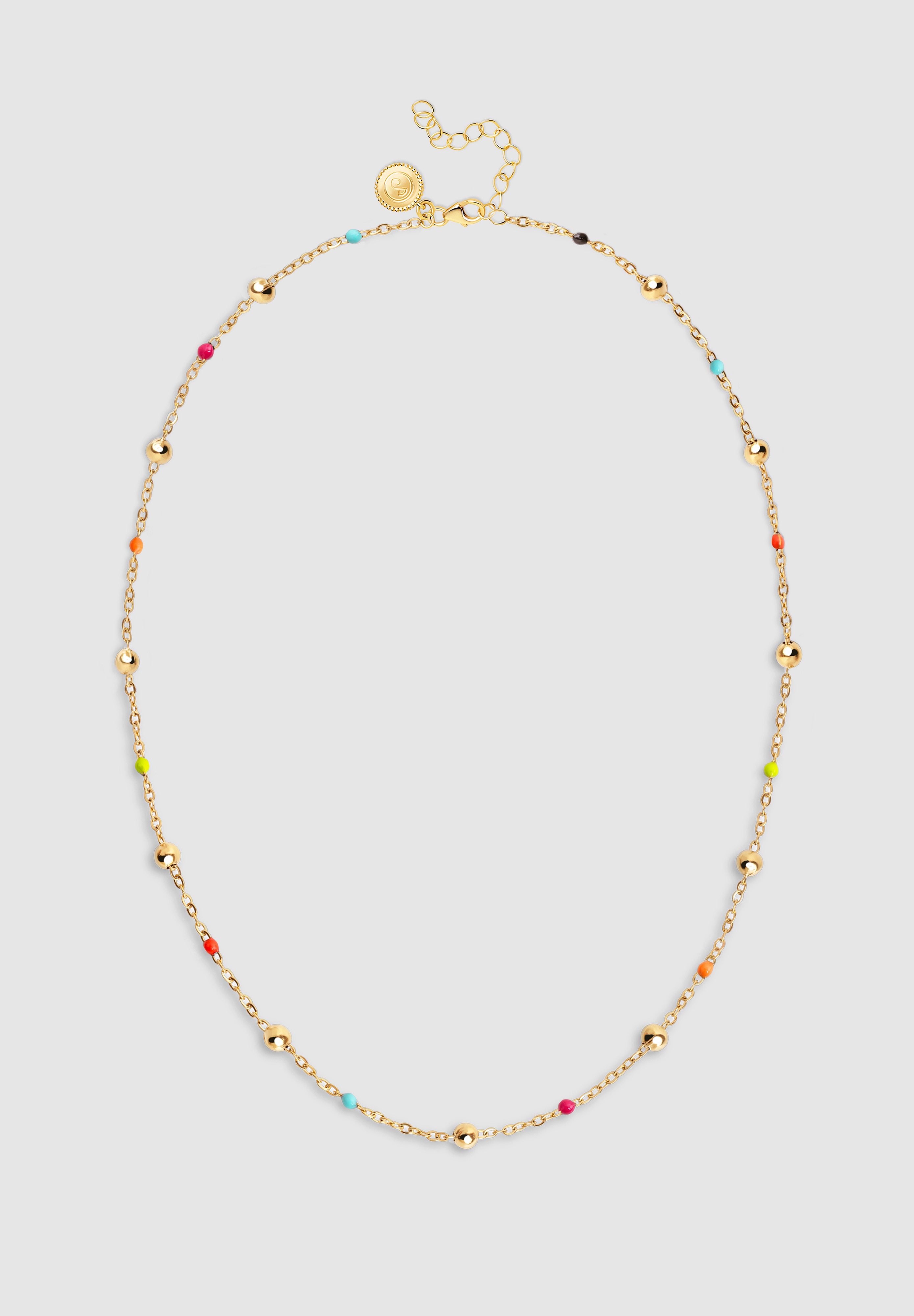 Colar Dots L Colors Enamel de Aço Banhado a Ouro Multicolor-3