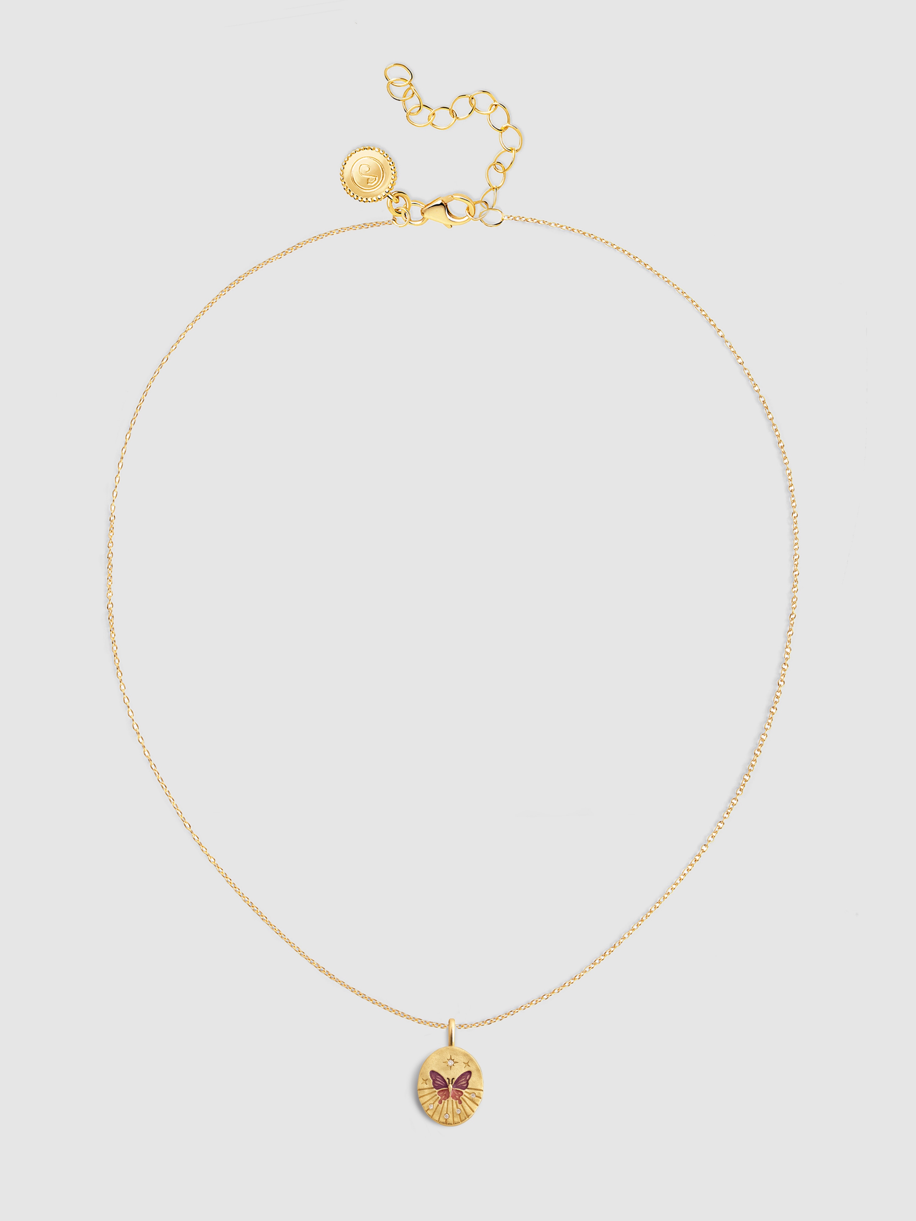 Colar Medallion Butterfly de Liga de Metais Banhados em Ouro Ouro-4