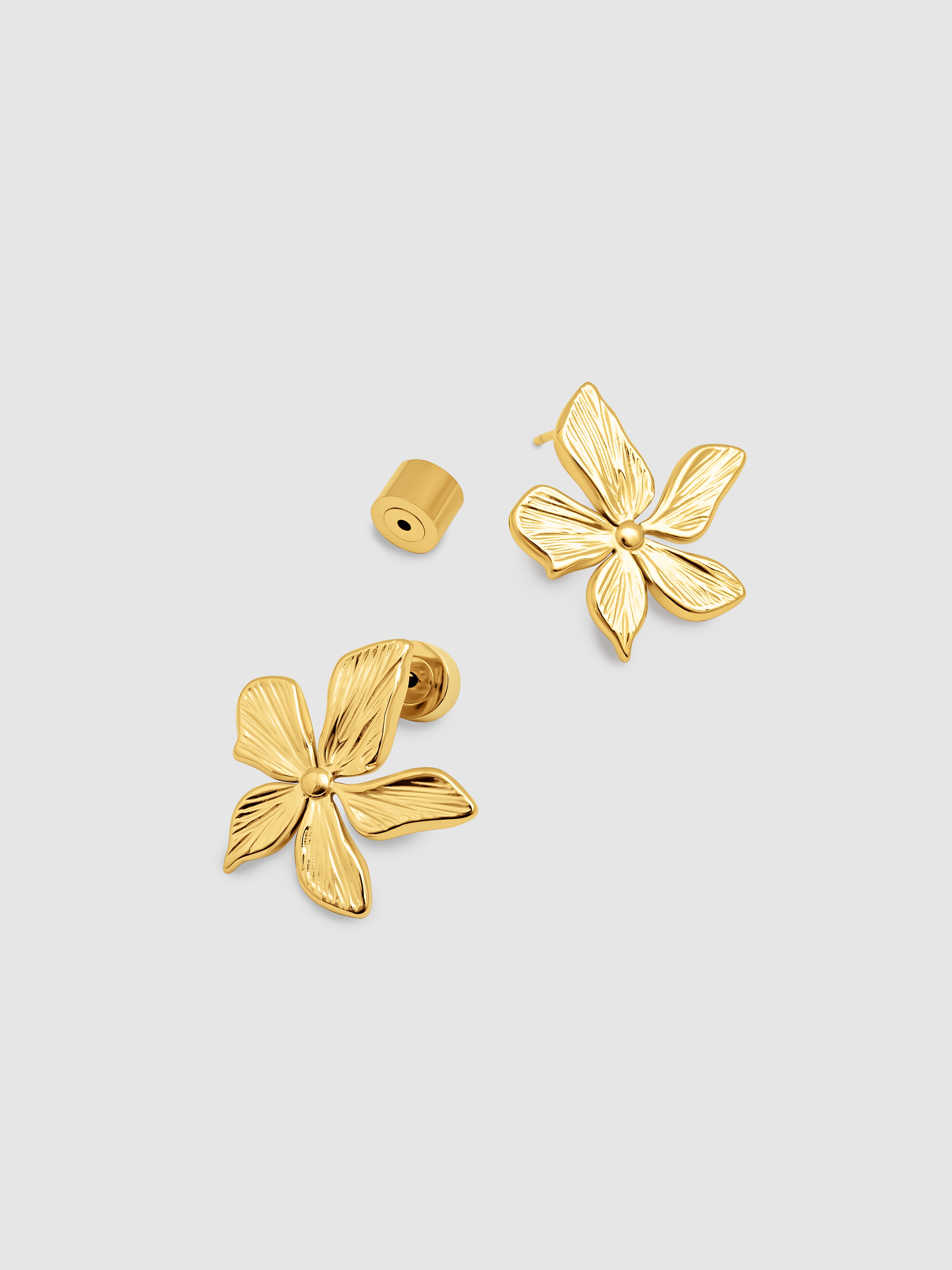 Brincos Jasmine de Aço Banhados a Ouro Dourado-4