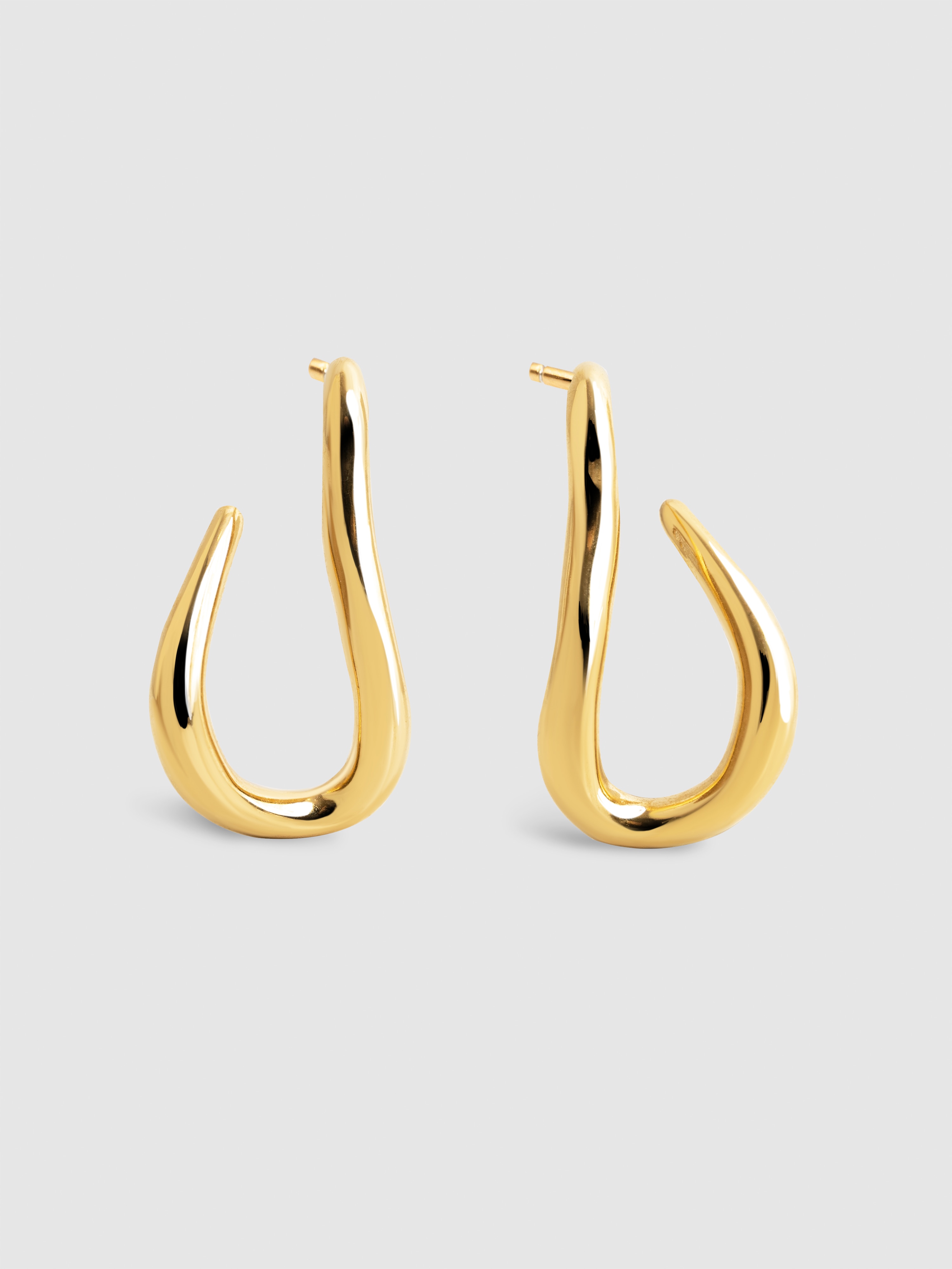 Brincos de Argola Organic Hook de Aço Banhados a Ouro Dourado-1