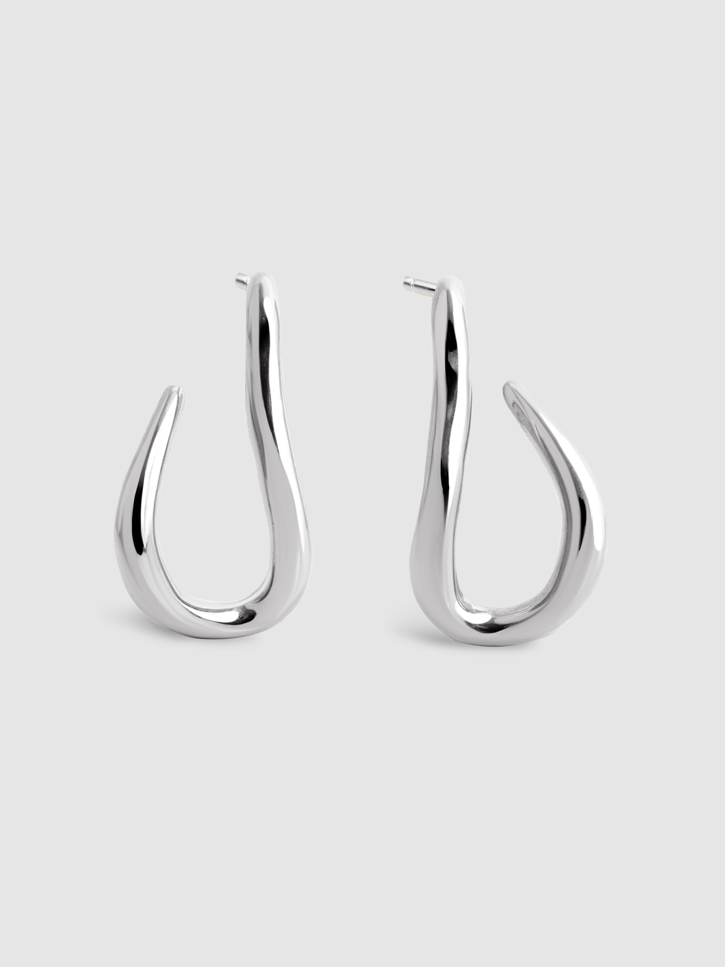 Brincos de Argola Organic Hook de Aço Prateado-1