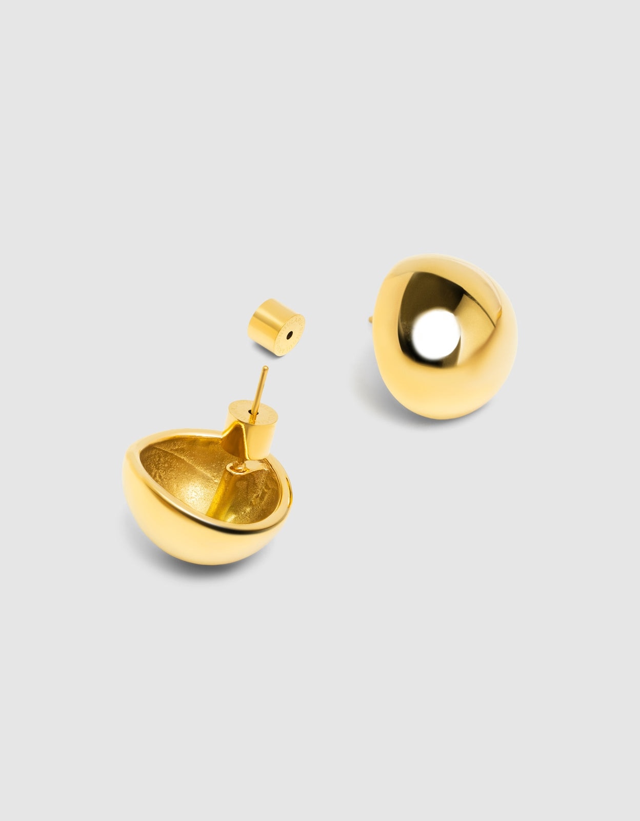 Brincos Buttons de Aço Banhado a Ouro Dourado-3