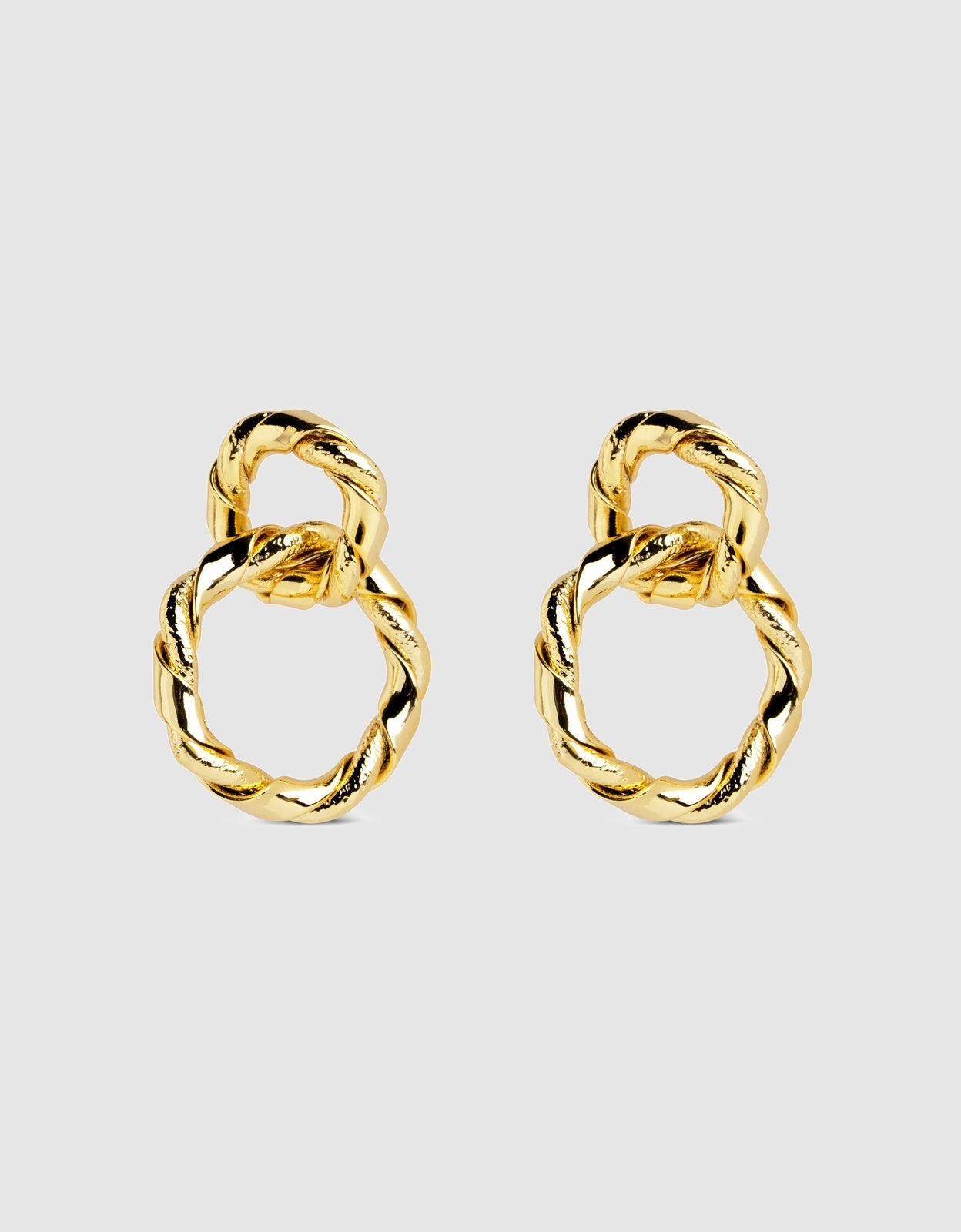 Brincos Sister Twine de Aço Banhado a Ouro Dourado-1