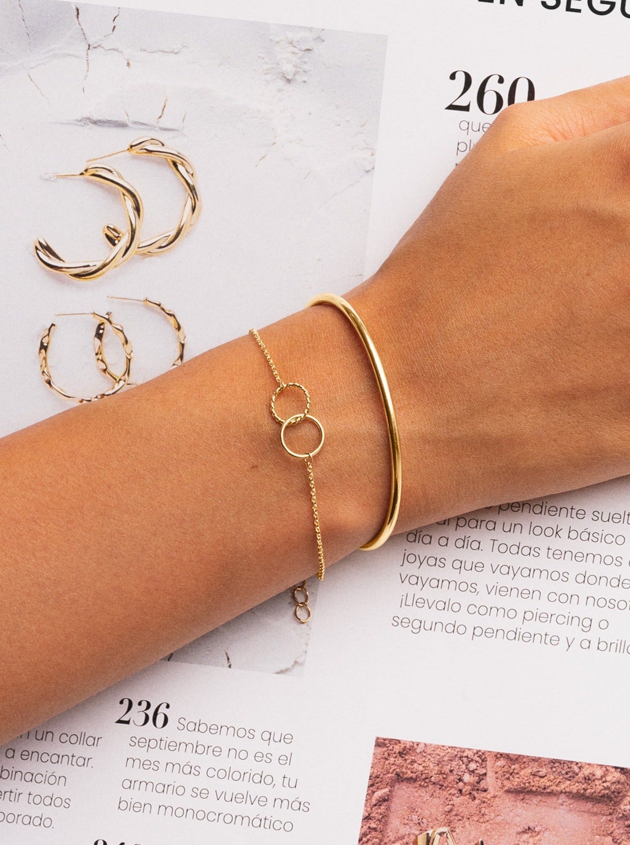 Pulseira Line Chain de Aço Banhada a Ouro Dourado-6