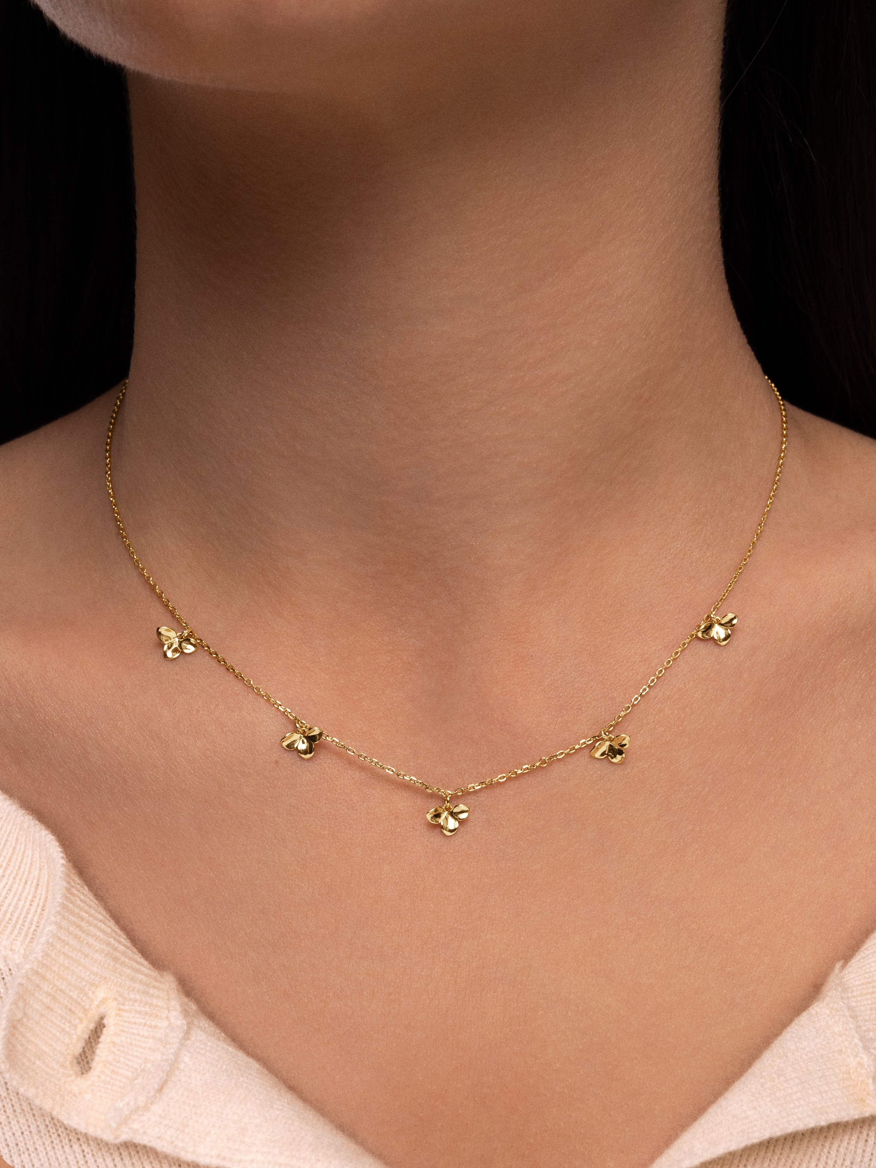 Colar Zinnia de Liga de Metais Banhado a Ouro Dourado-2