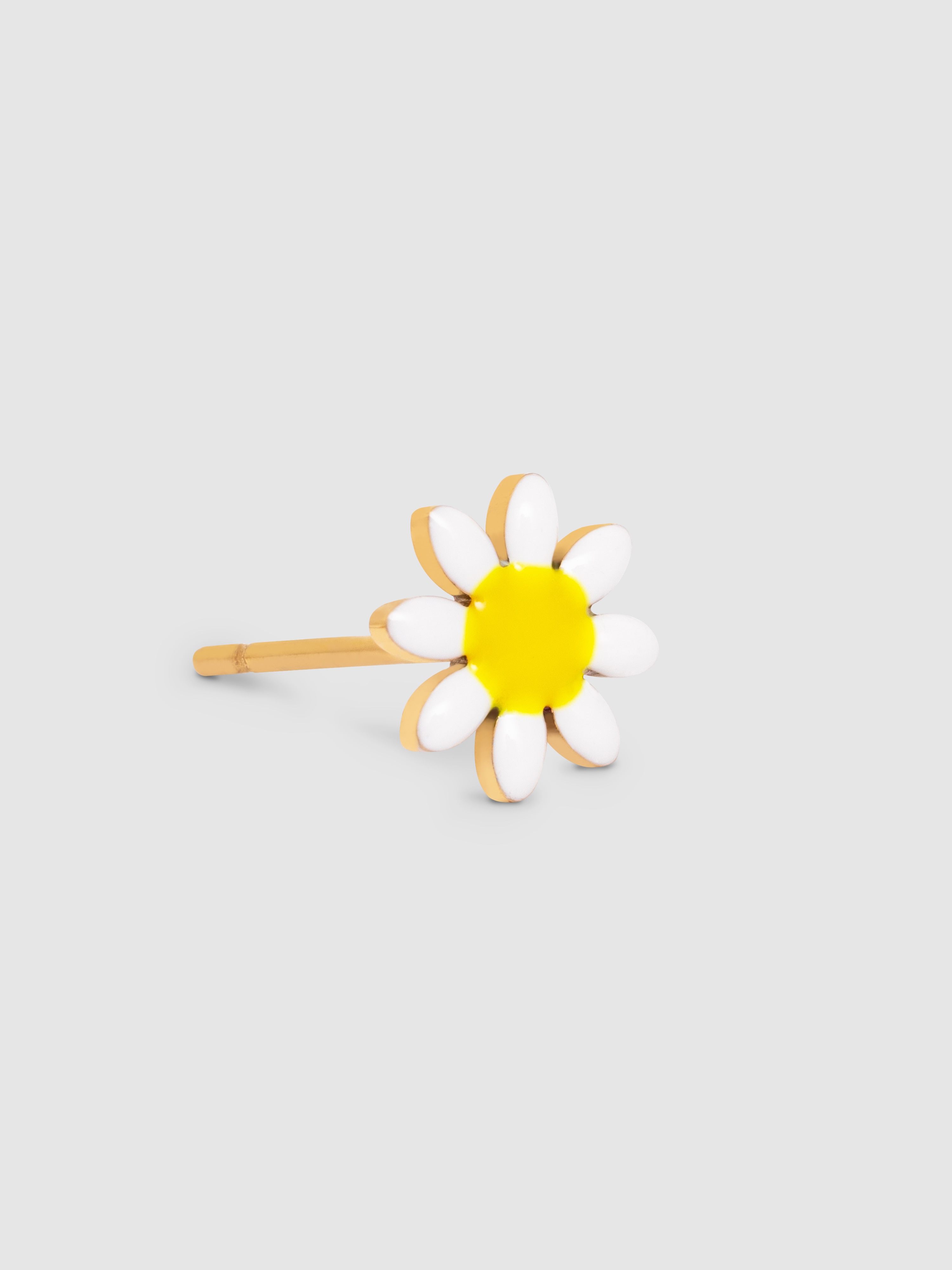 Brinco Individual White Daisy May de Aço Banhado a Ouro Multicolor-3