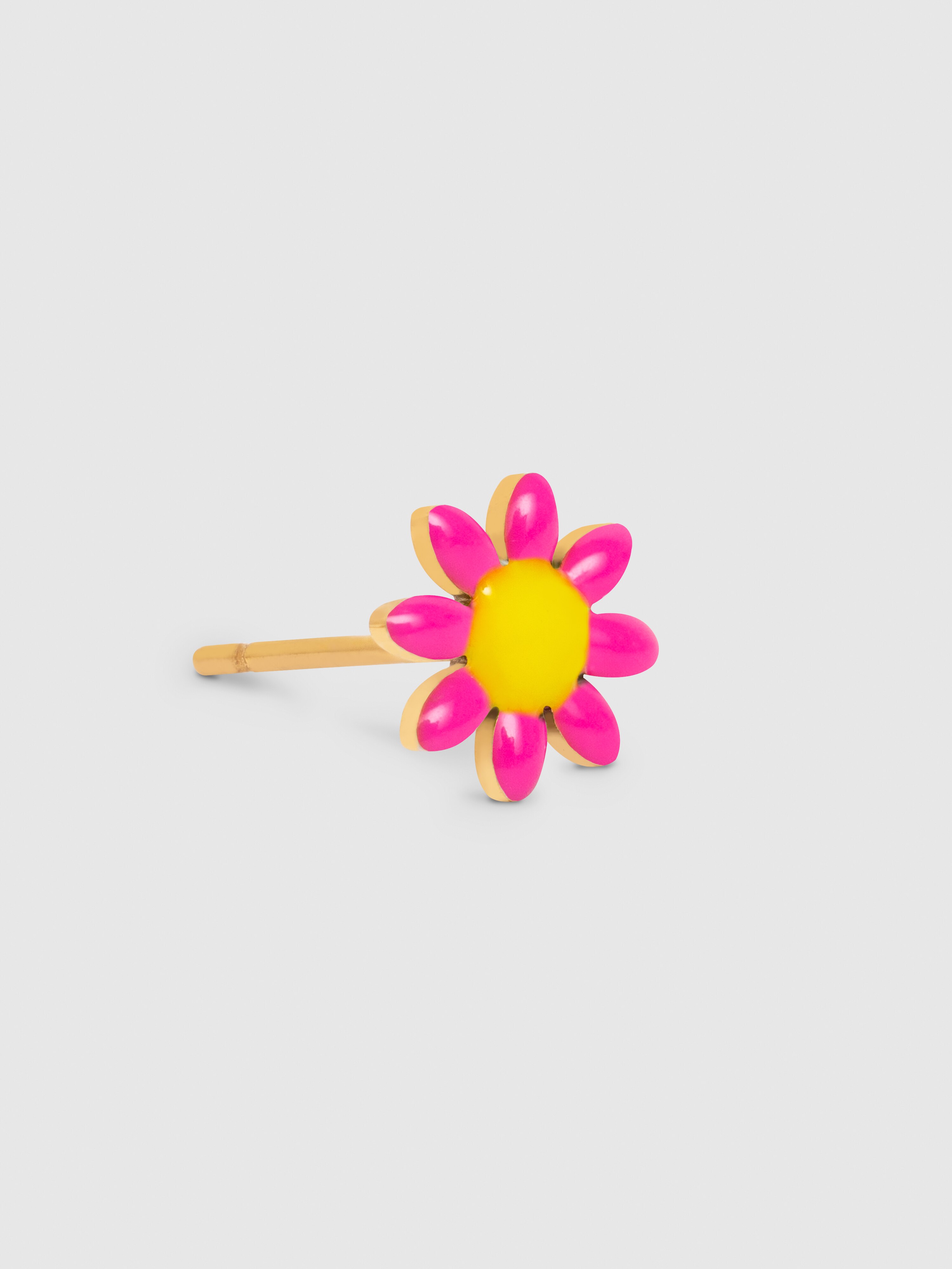 Brinco Individual Pink Daisy May de Aço Banhado a Ouro Multicolor-3