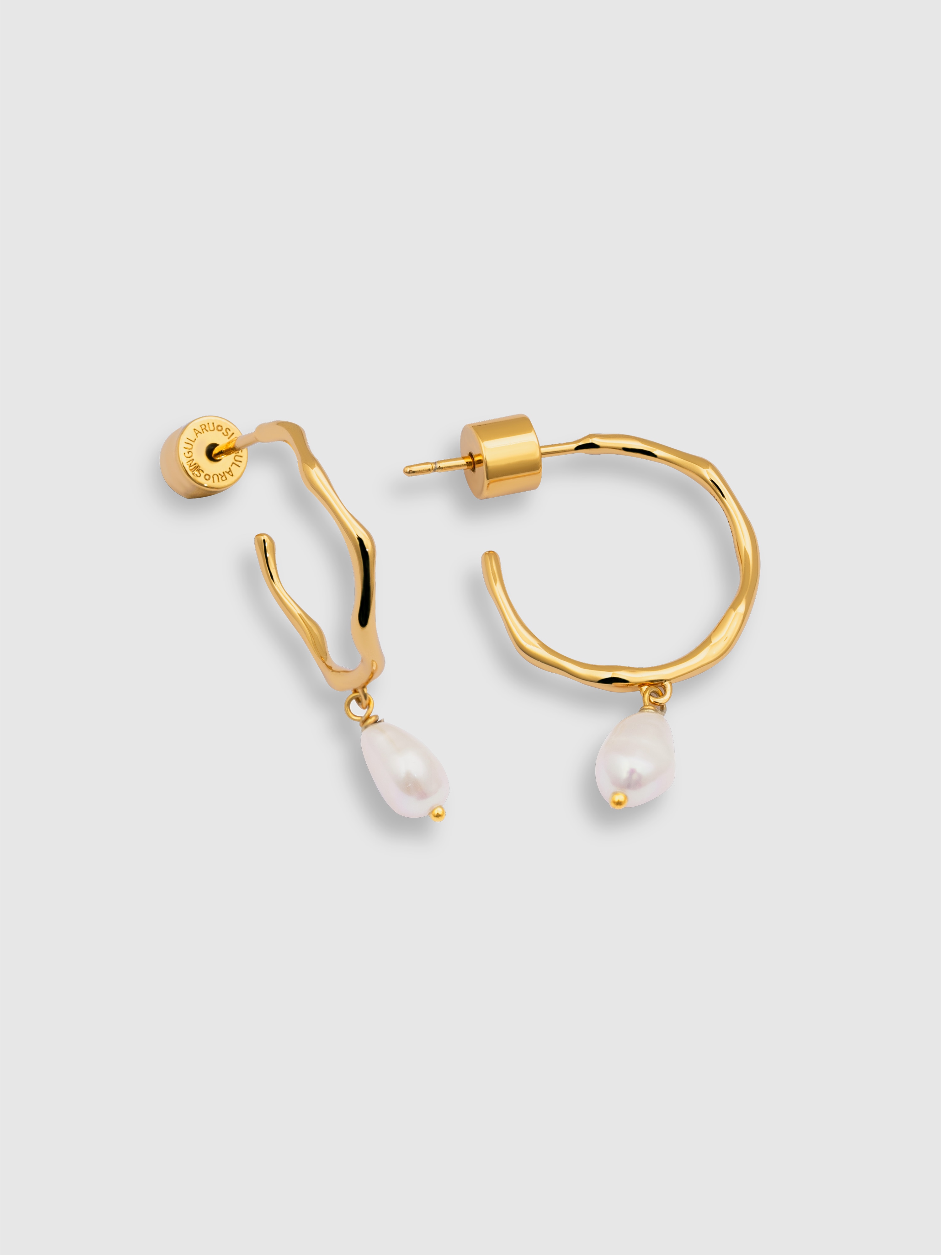 Brincos de Argola Menorca Pearl de Liga de Metais Banhados a Ouro Ouro-3