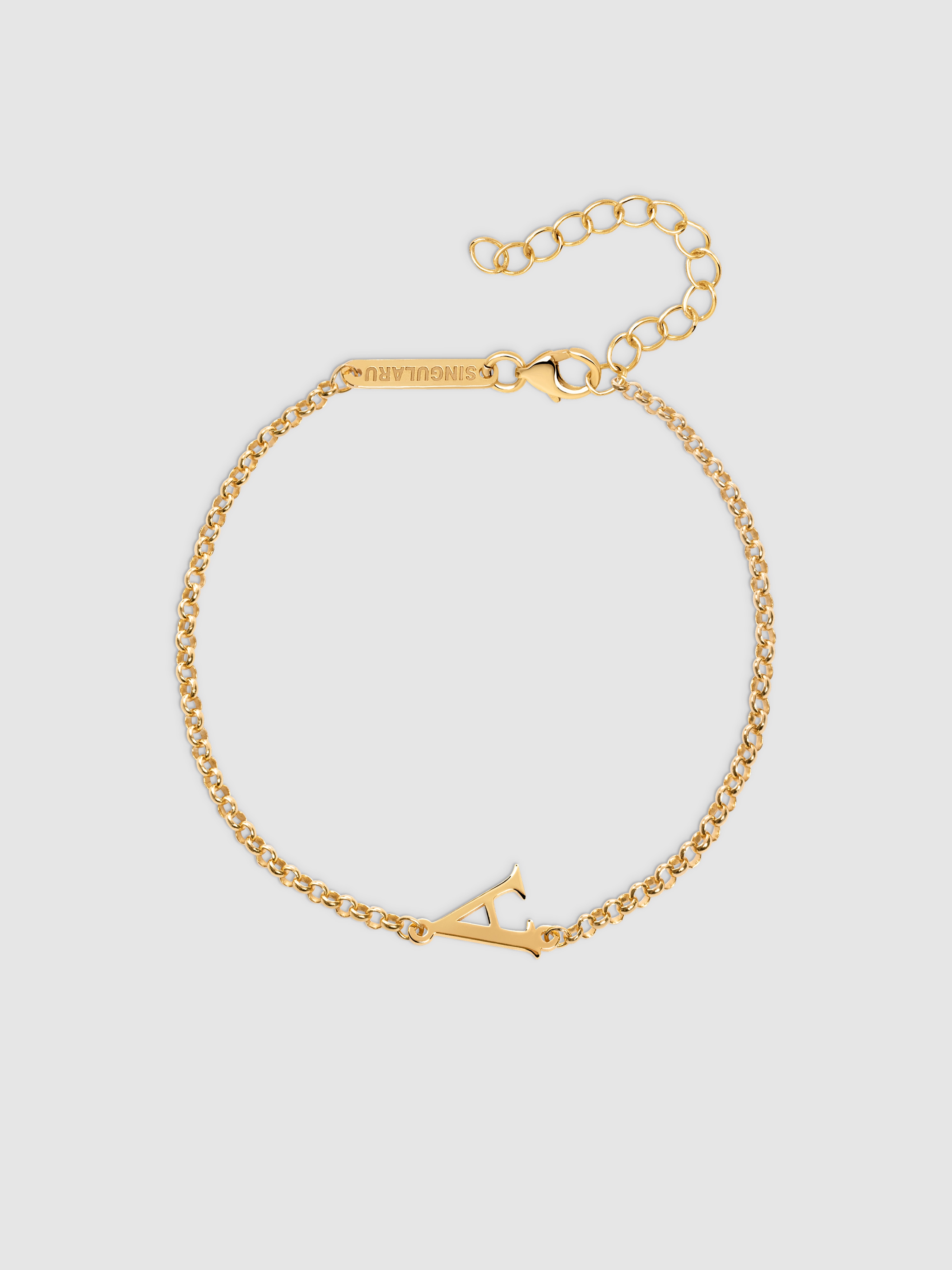 Imagem 0 de Pulseira de Corrente Single Letter de Prata Banhada em Ouro Letra a