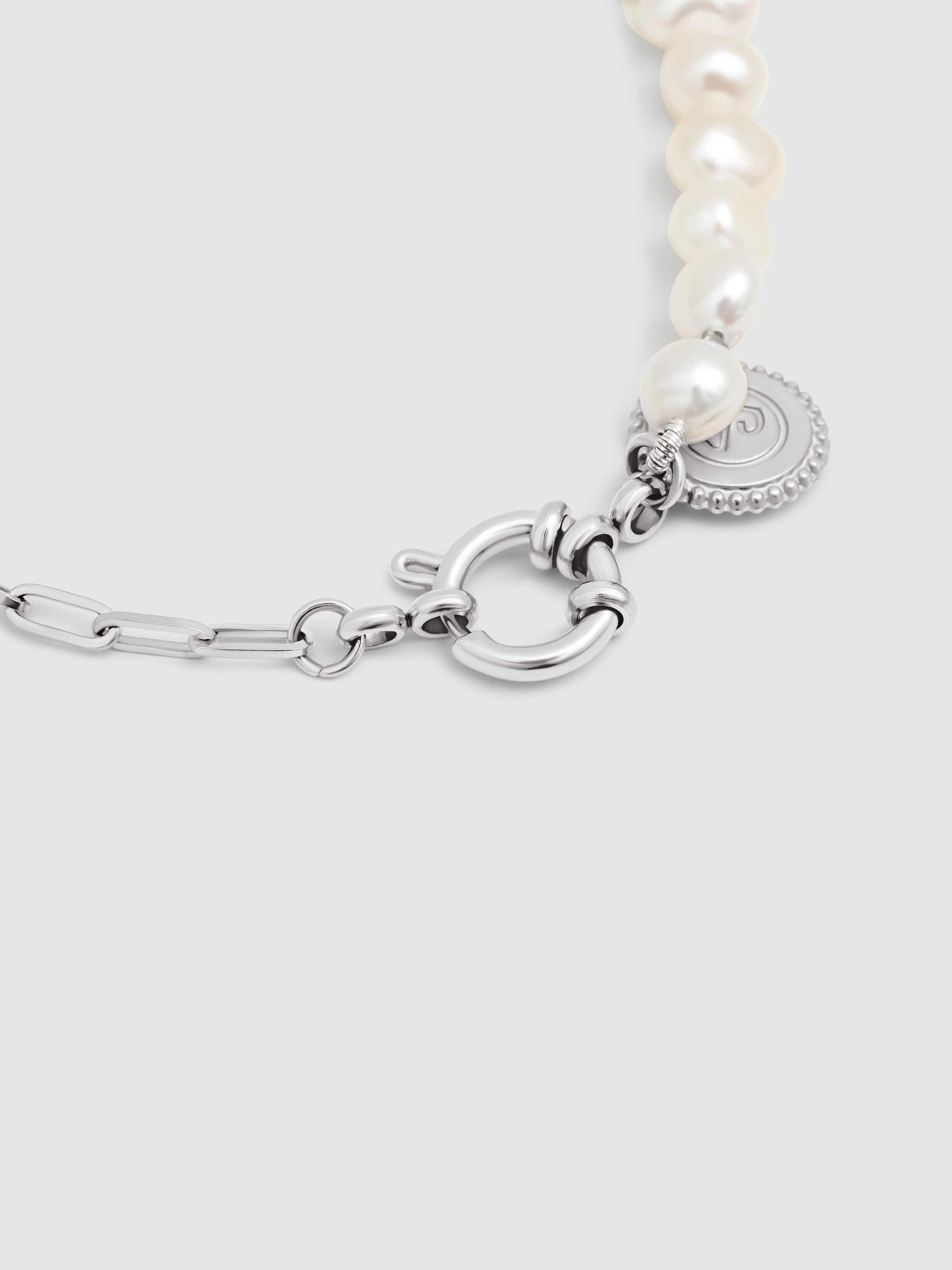 Pulseira de Elos Chic Pearl de Aço Prateado-3