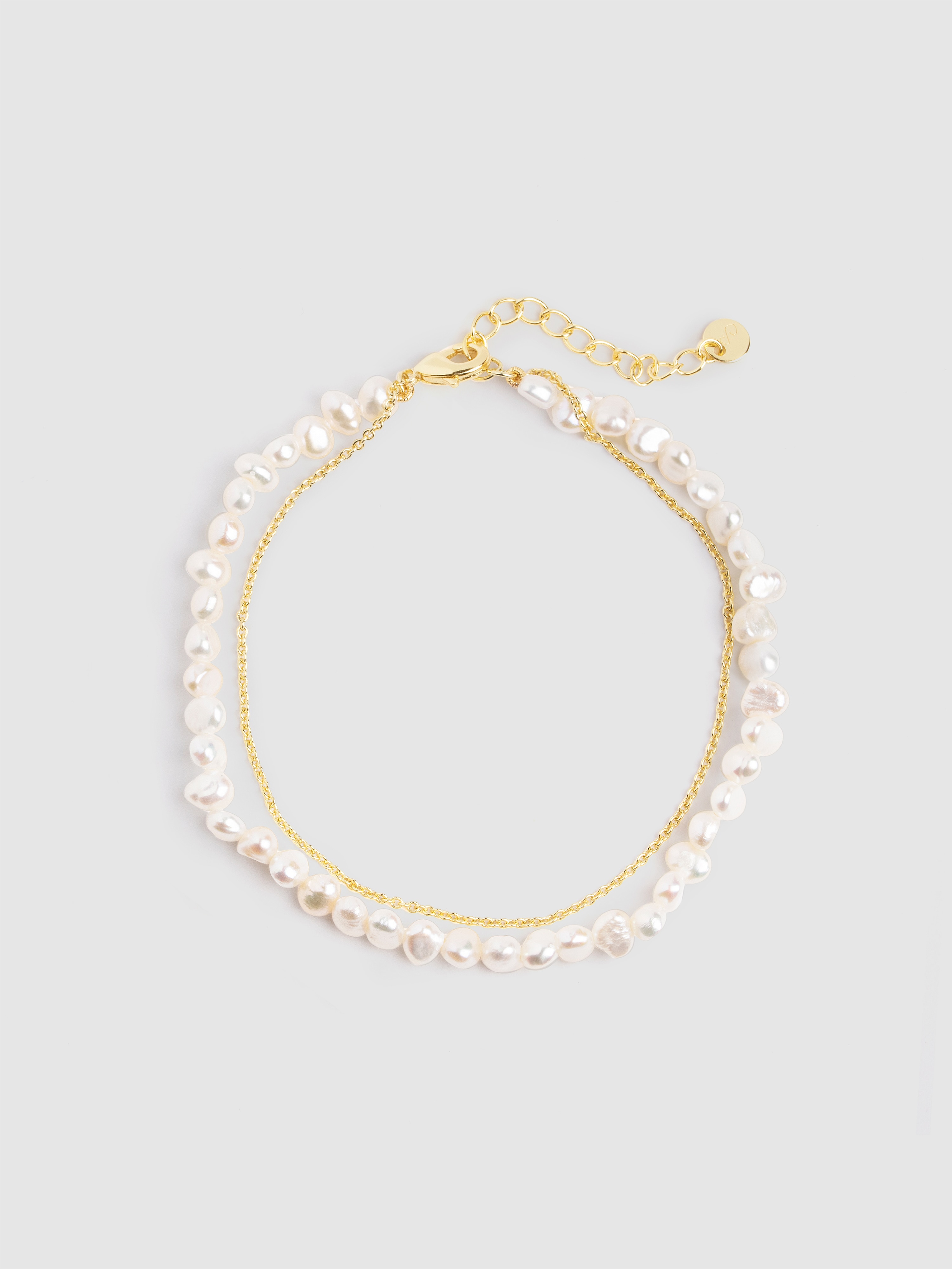 Imagem 0 de Pulseira de Corrente Pearl Chain de Aço Banhada em Ouro