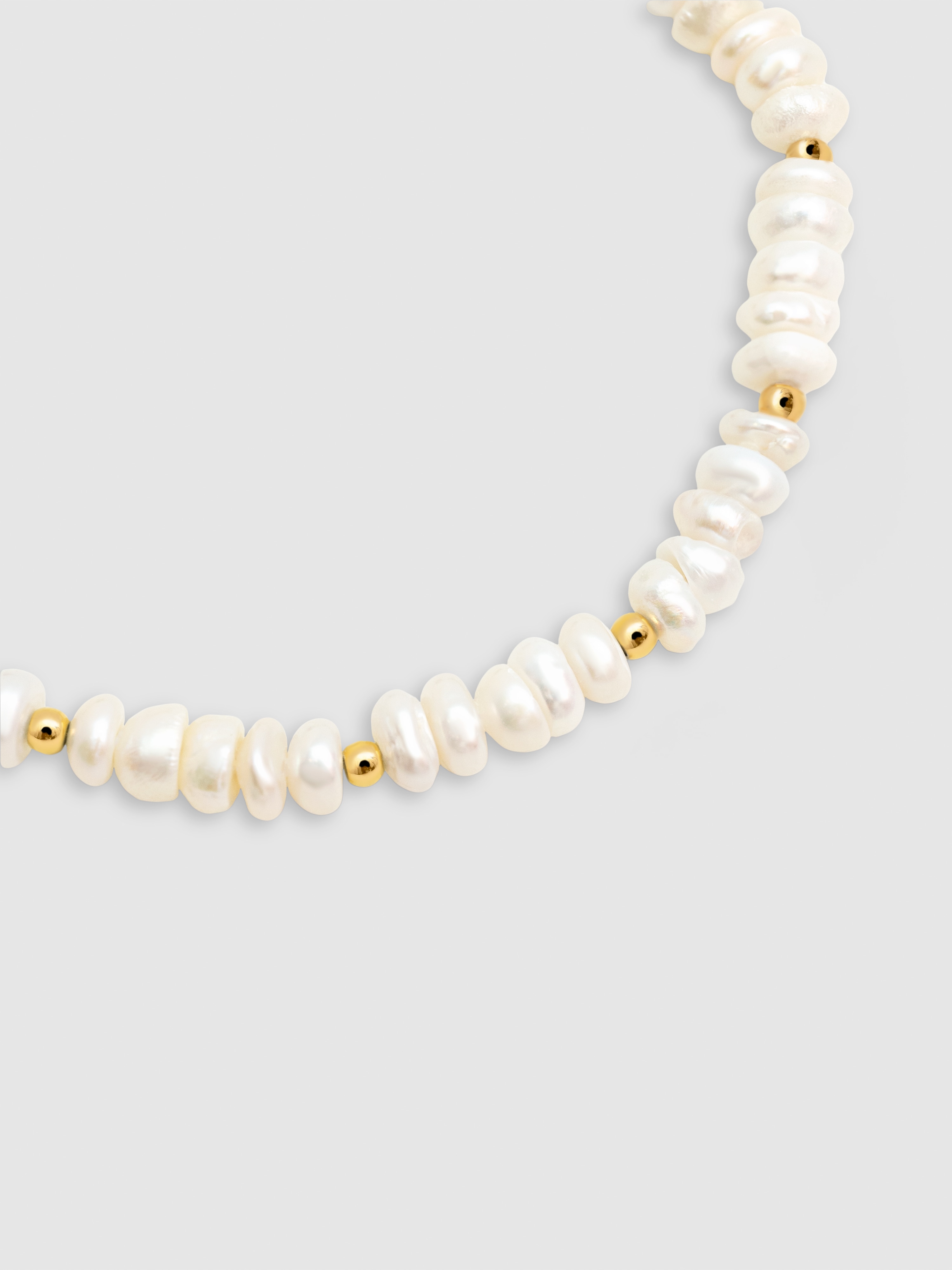 Pulseira de Corrente Pearls Dots de Aço Banhada a Ouro Branco-4