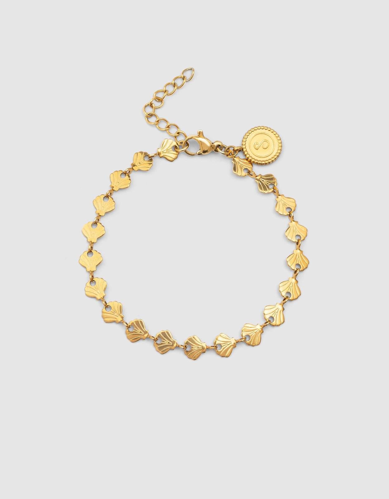 Pulseira com Elos Shells de Aço Banhado a Ouro Dourado-1