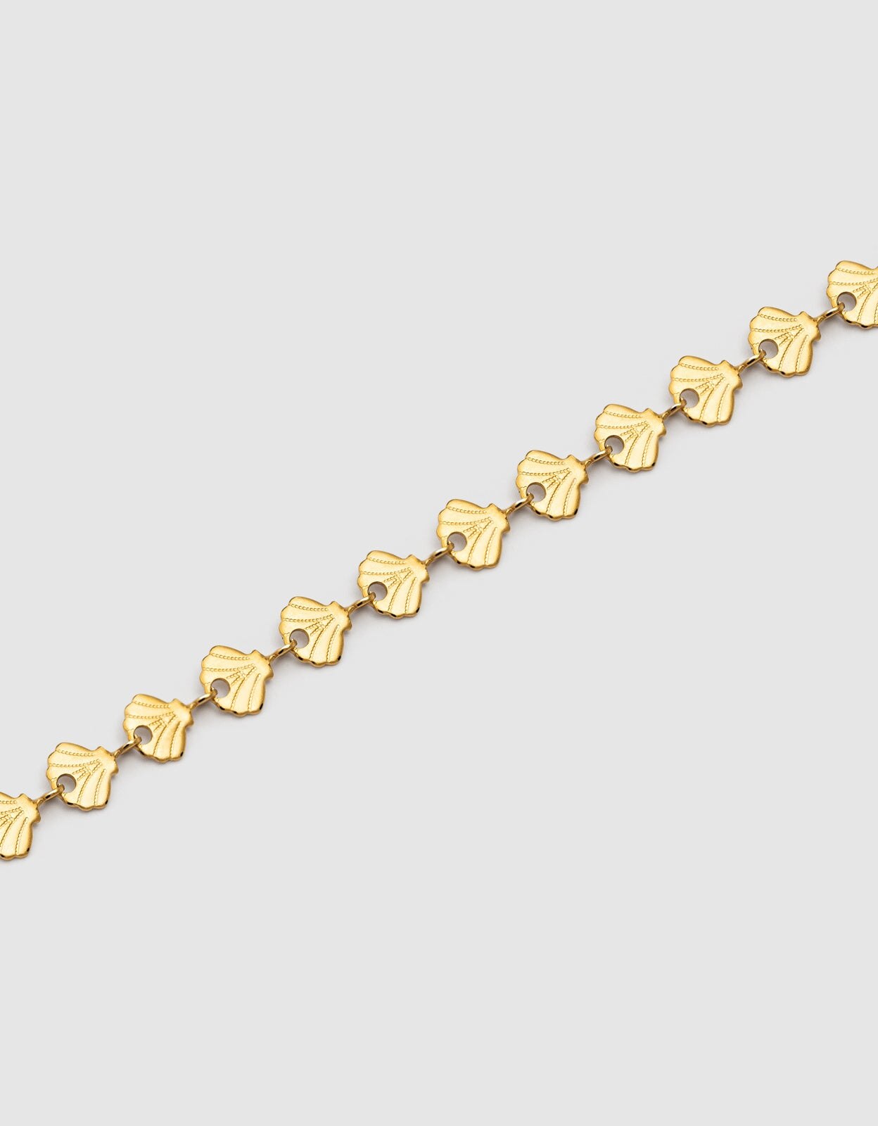 Pulseira com Elos Shells de Aço Banhado a Ouro Dourado-3