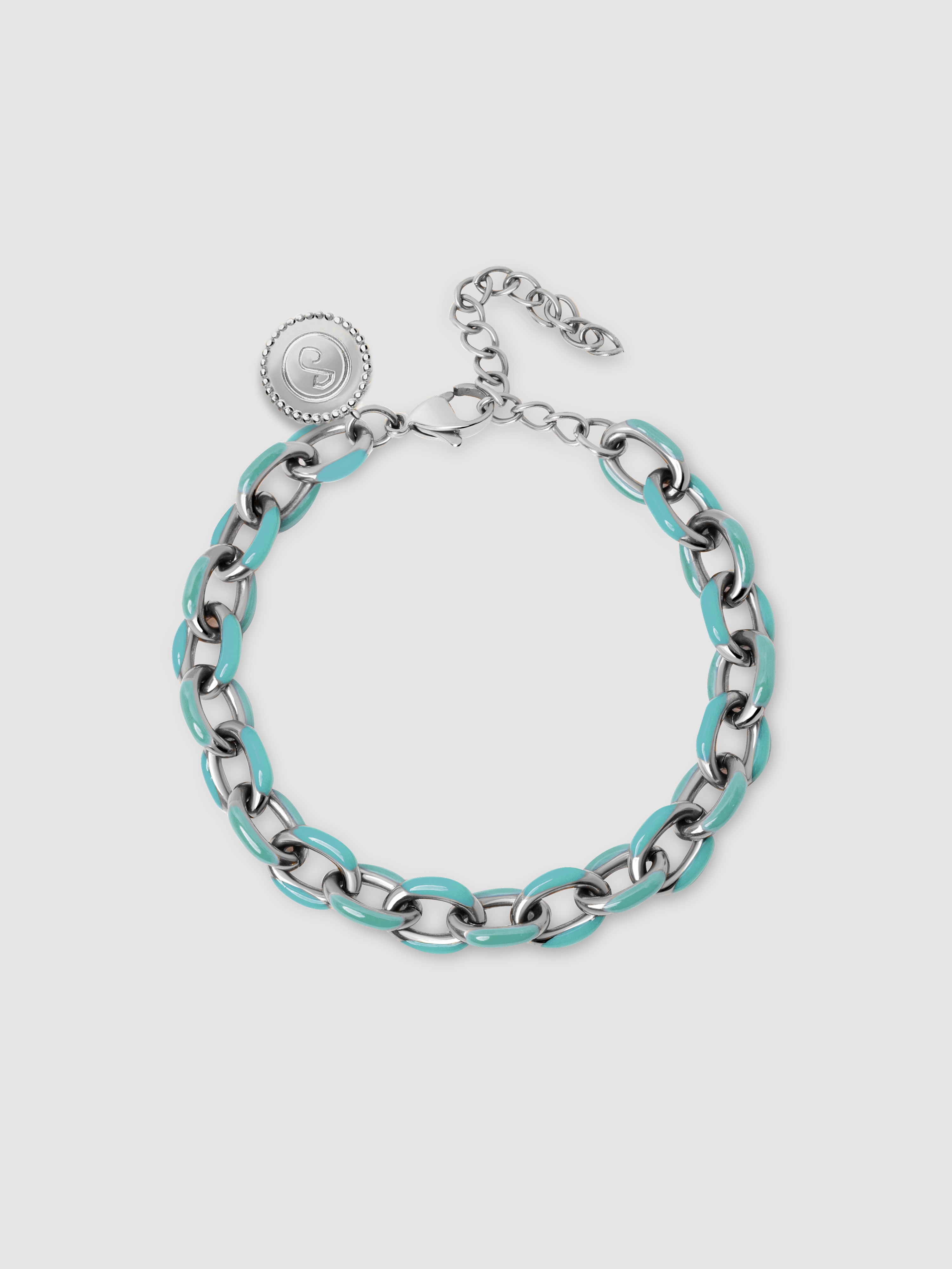 Pulseira de Elos Link Sky de Aço Azul-turquesa-1