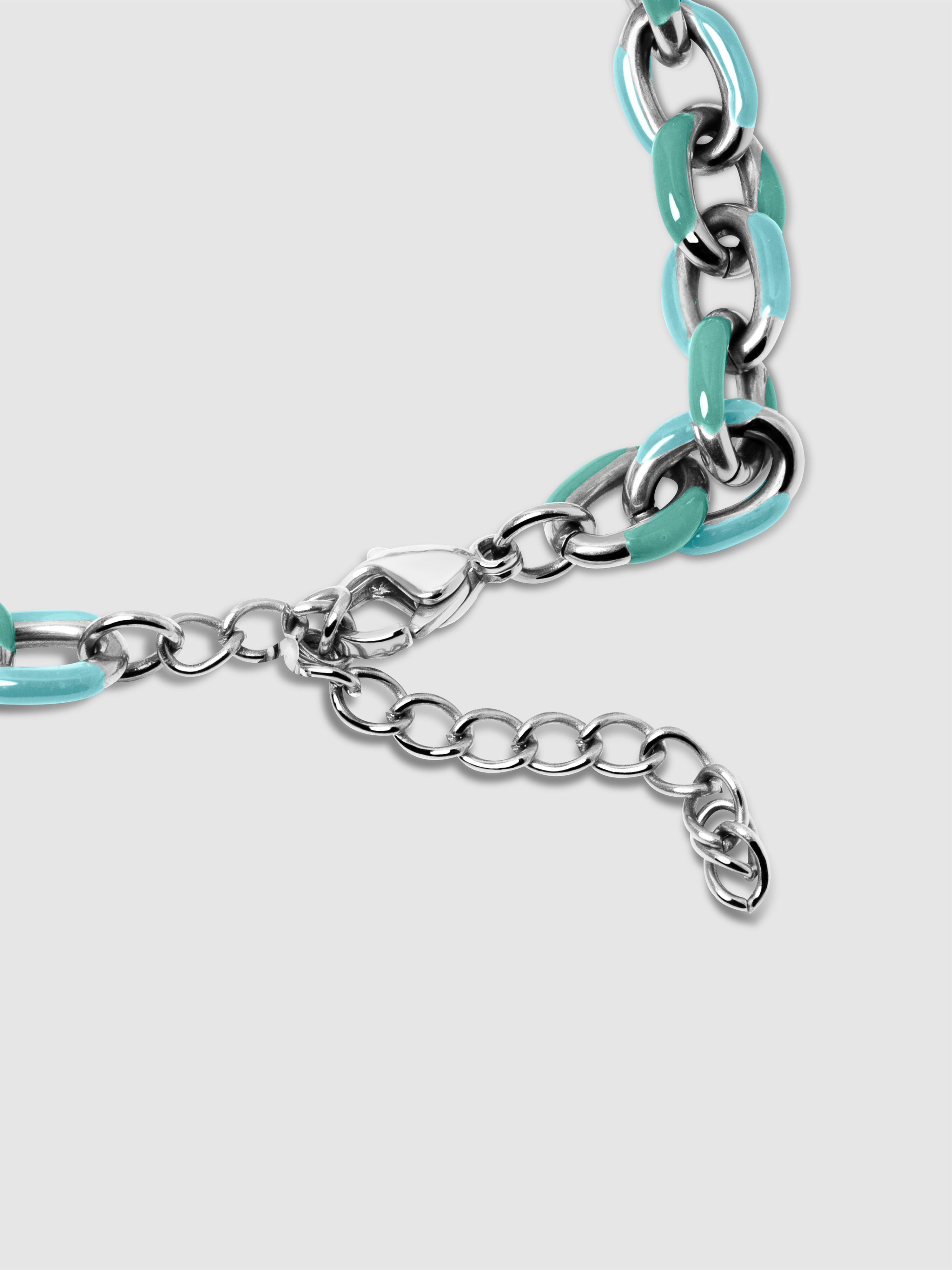Pulseira de Elos Link Sky de Aço Azul-turquesa-3