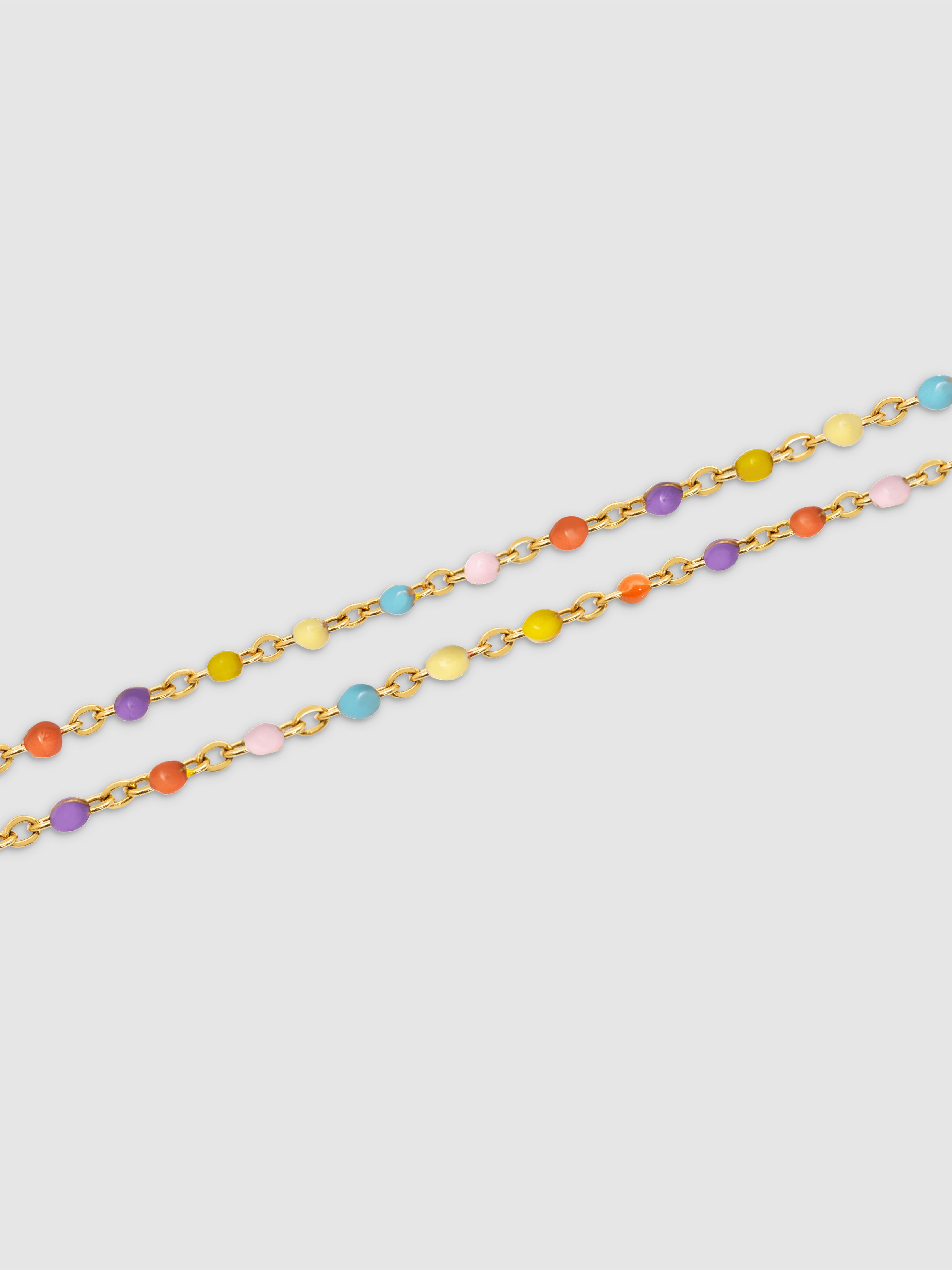 Tornozeleira Dupla Dots Colors Enamel de Aço Banhado a Ouro Ouro-3
